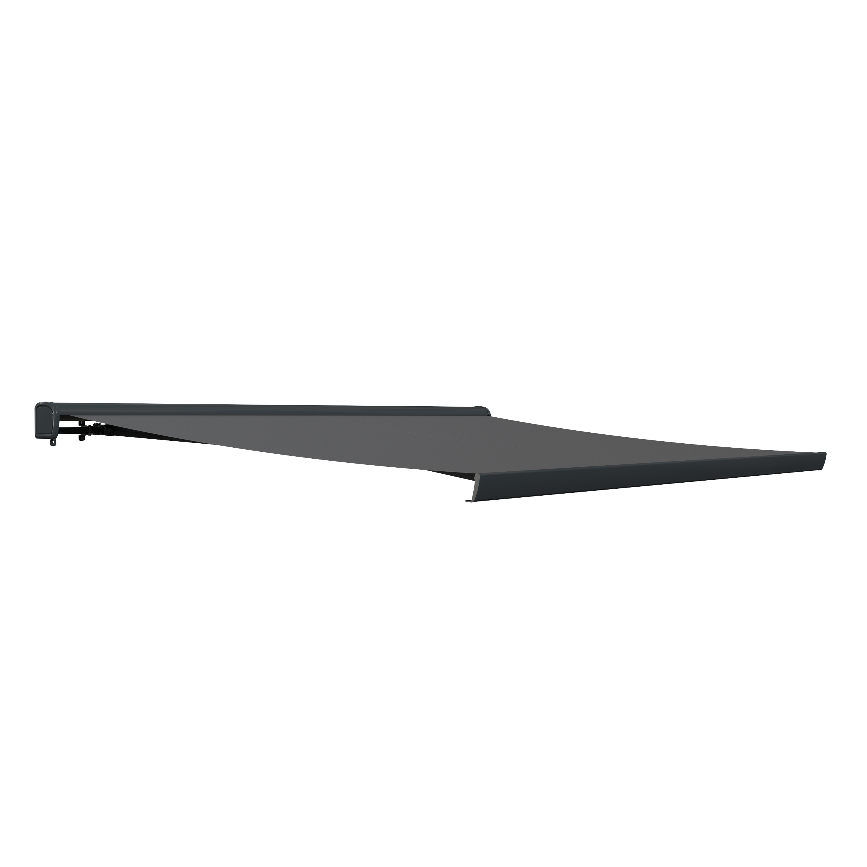 Toldo brazo extensible terraza zefir motorizado con cofre gris tela gris 4.95x3
