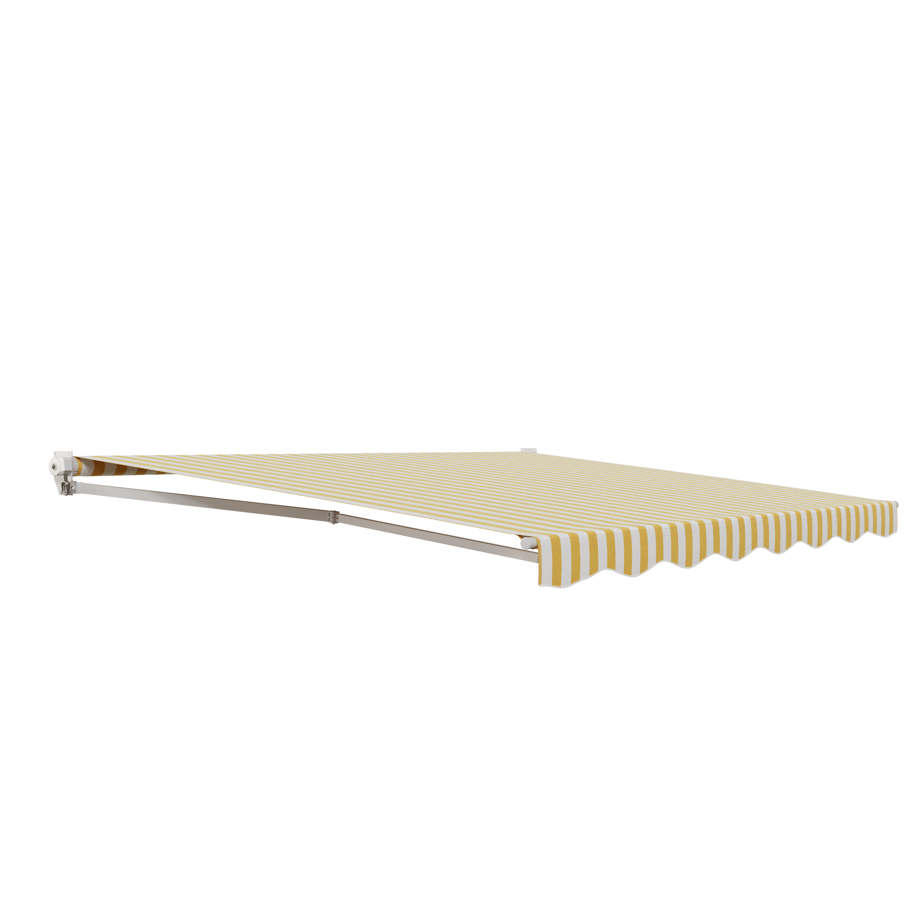 Toldo eco brazo extensible manual blanco con tela rayas amarillo 2.95x2 m