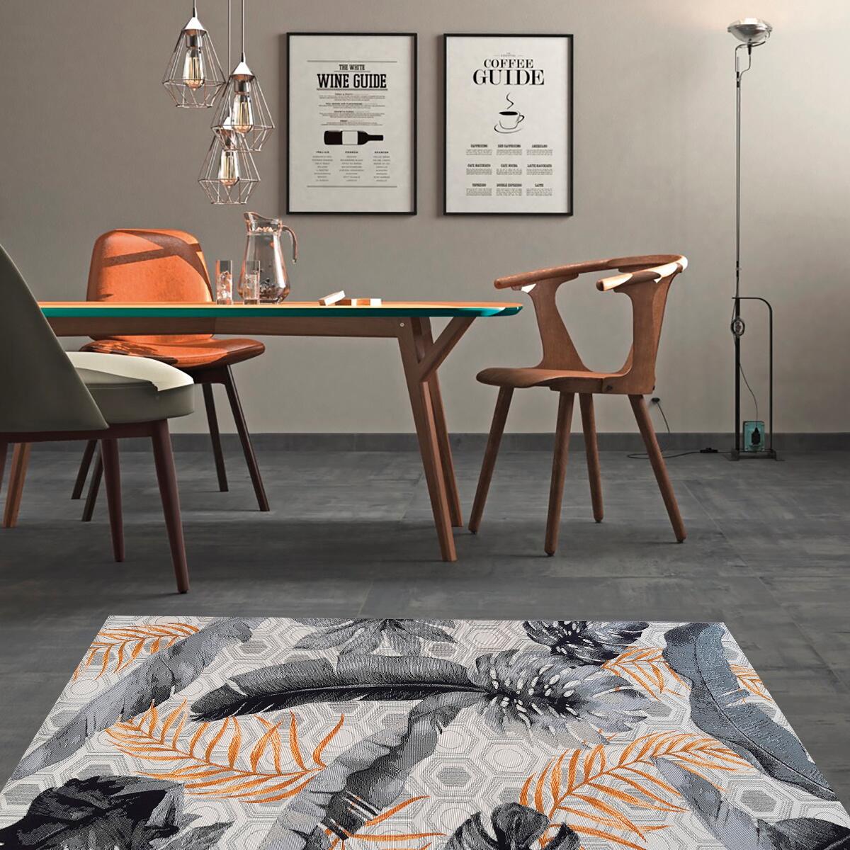 Tappeto Jungle in polipropilene, L 230 x L 160 cm, grigio e arancione - 3