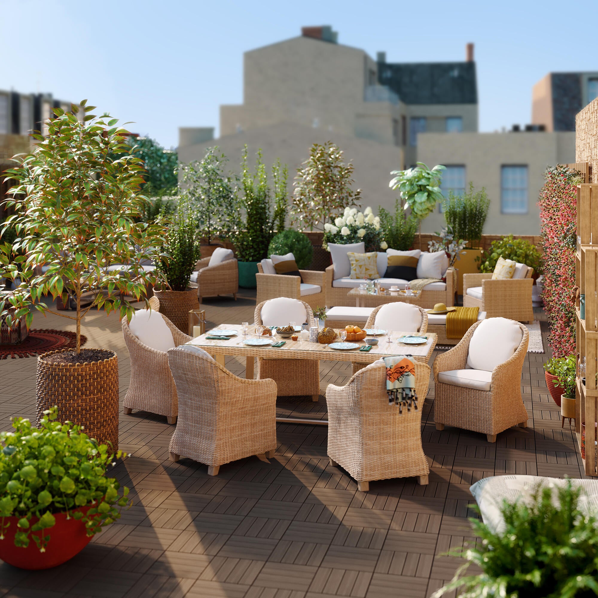 Tavolo da pranzo per giardino Medena NATERIAL in alluminio con piano in vetro beige per 6 persone 100x200cm - 18