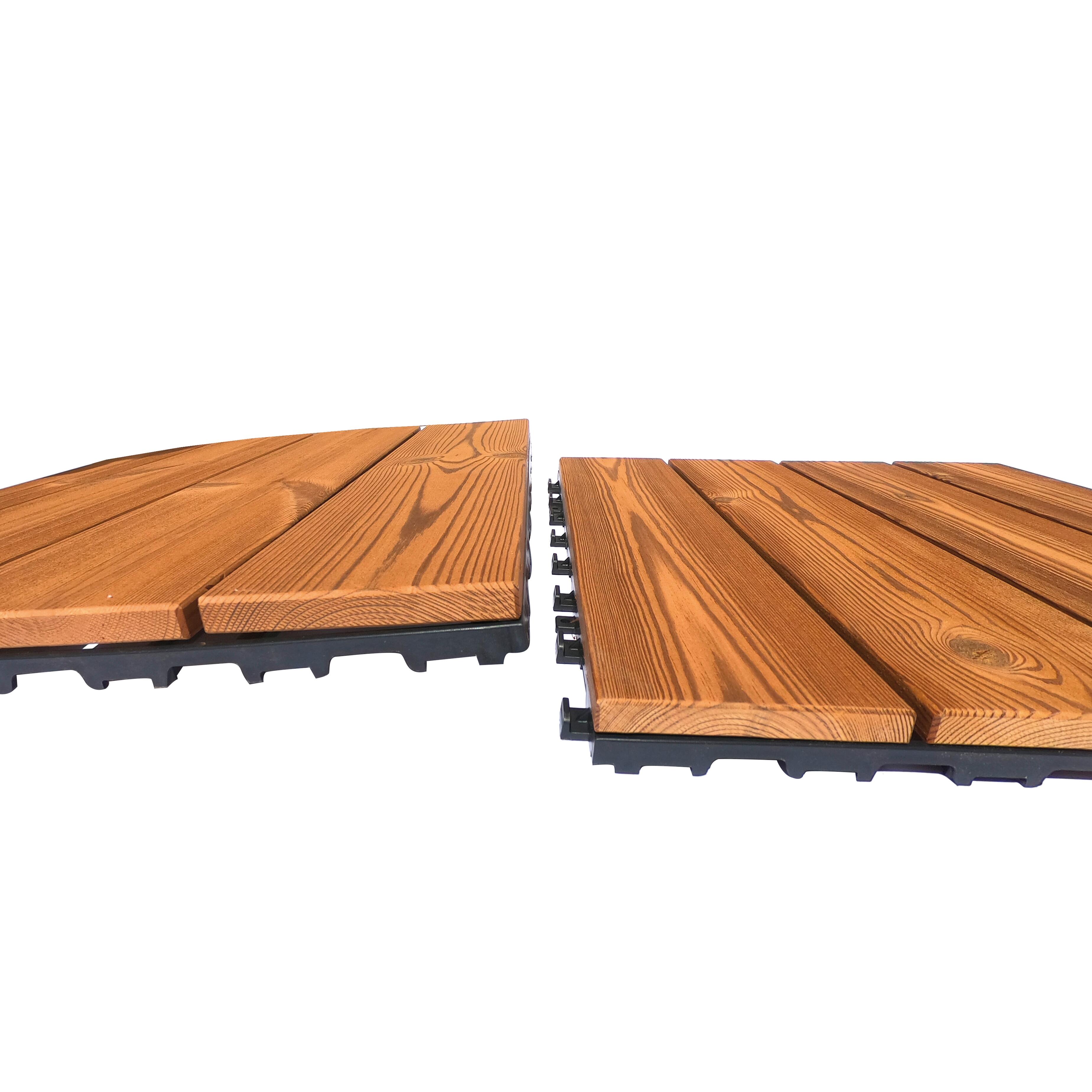 Piastrella a incastro da esterno in legno di pino marrone chiaro L 40 x L 40 cm x Sp. 25 mm Thermowood - 16