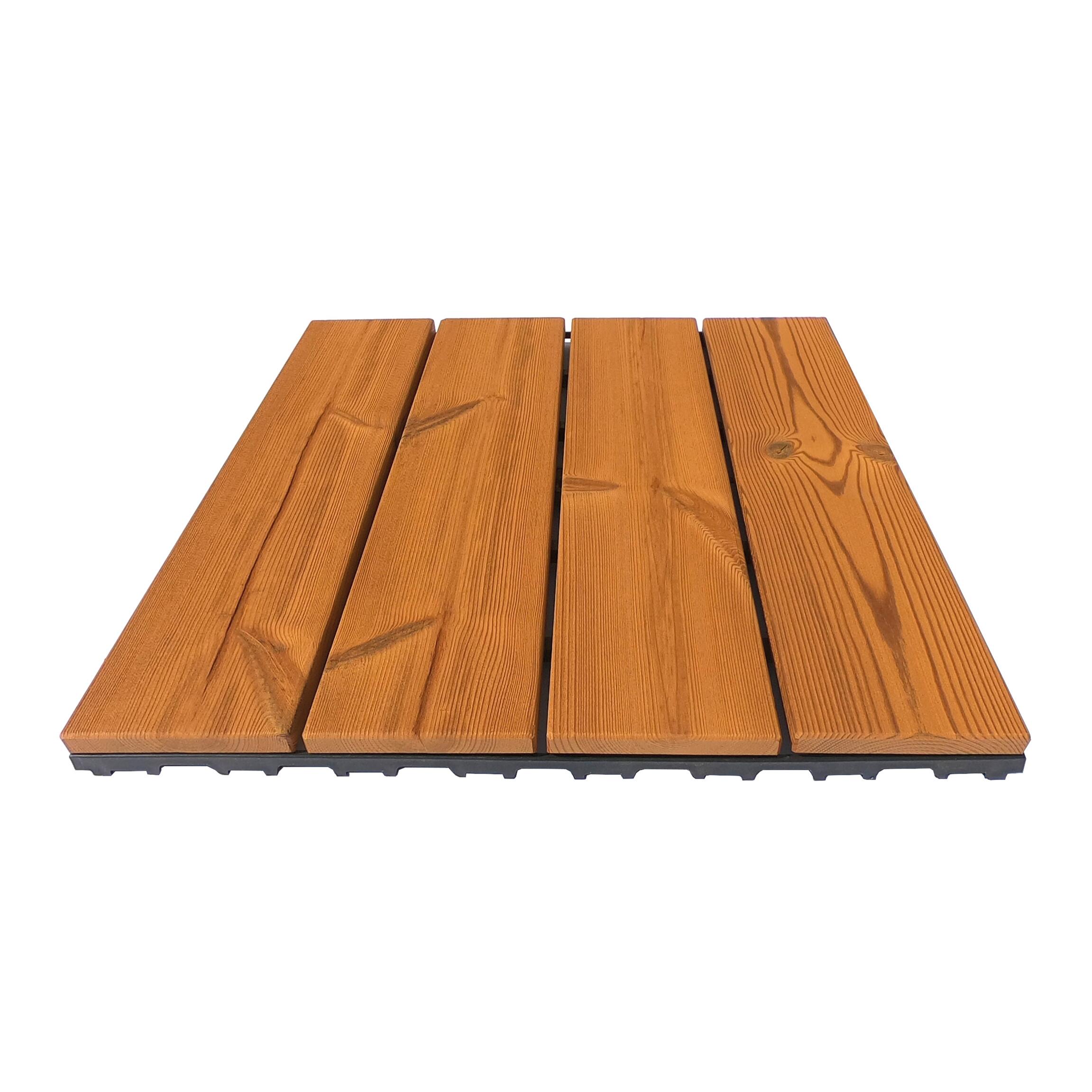 Piastrella a incastro da esterno in legno di pino marrone chiaro L 40 x L 40 cm x Sp. 25 mm Thermowood - 11