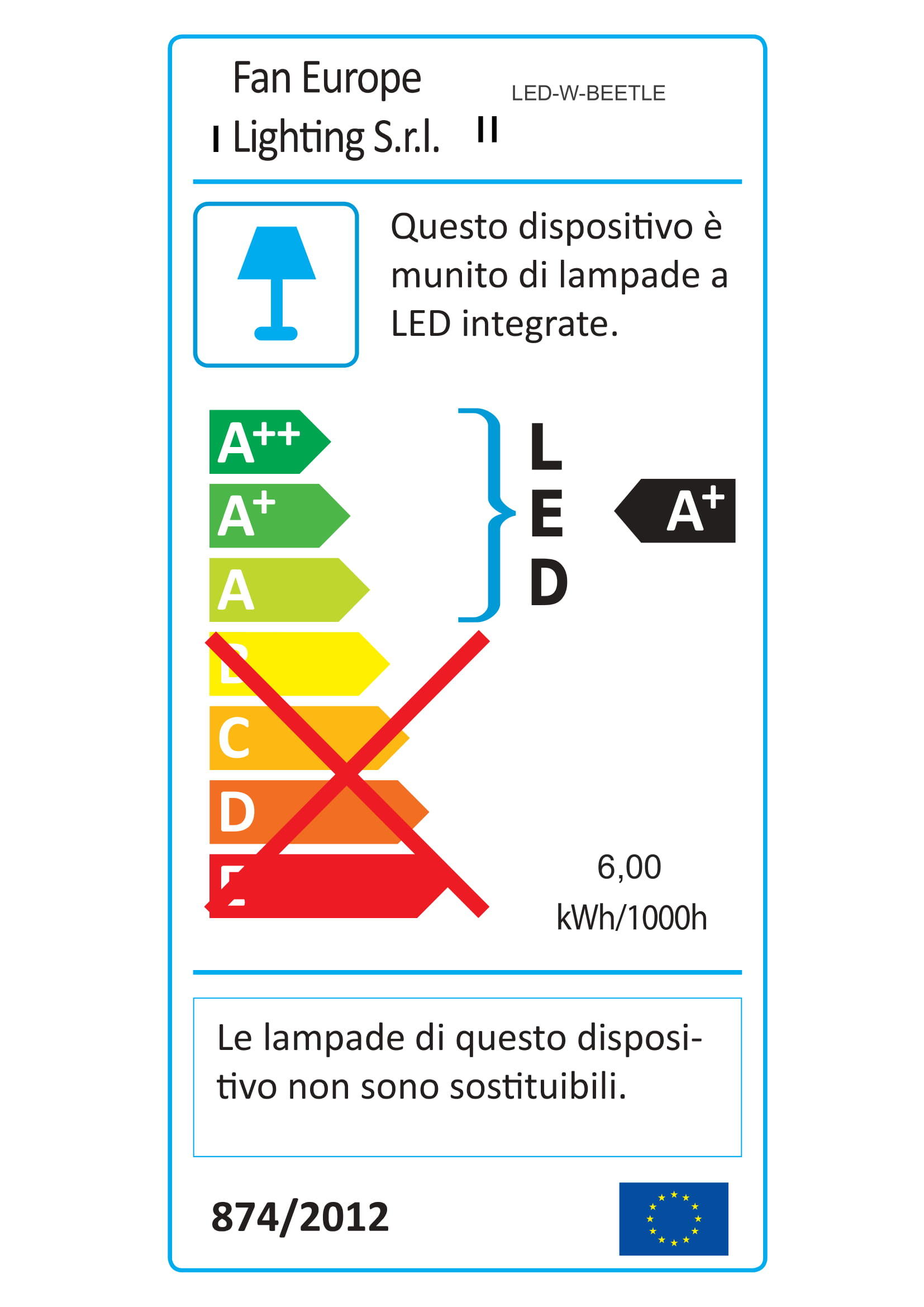 Applique LED moderno da esterno Beetle nero IP54, luce bianco naturale 600 lumen - 6