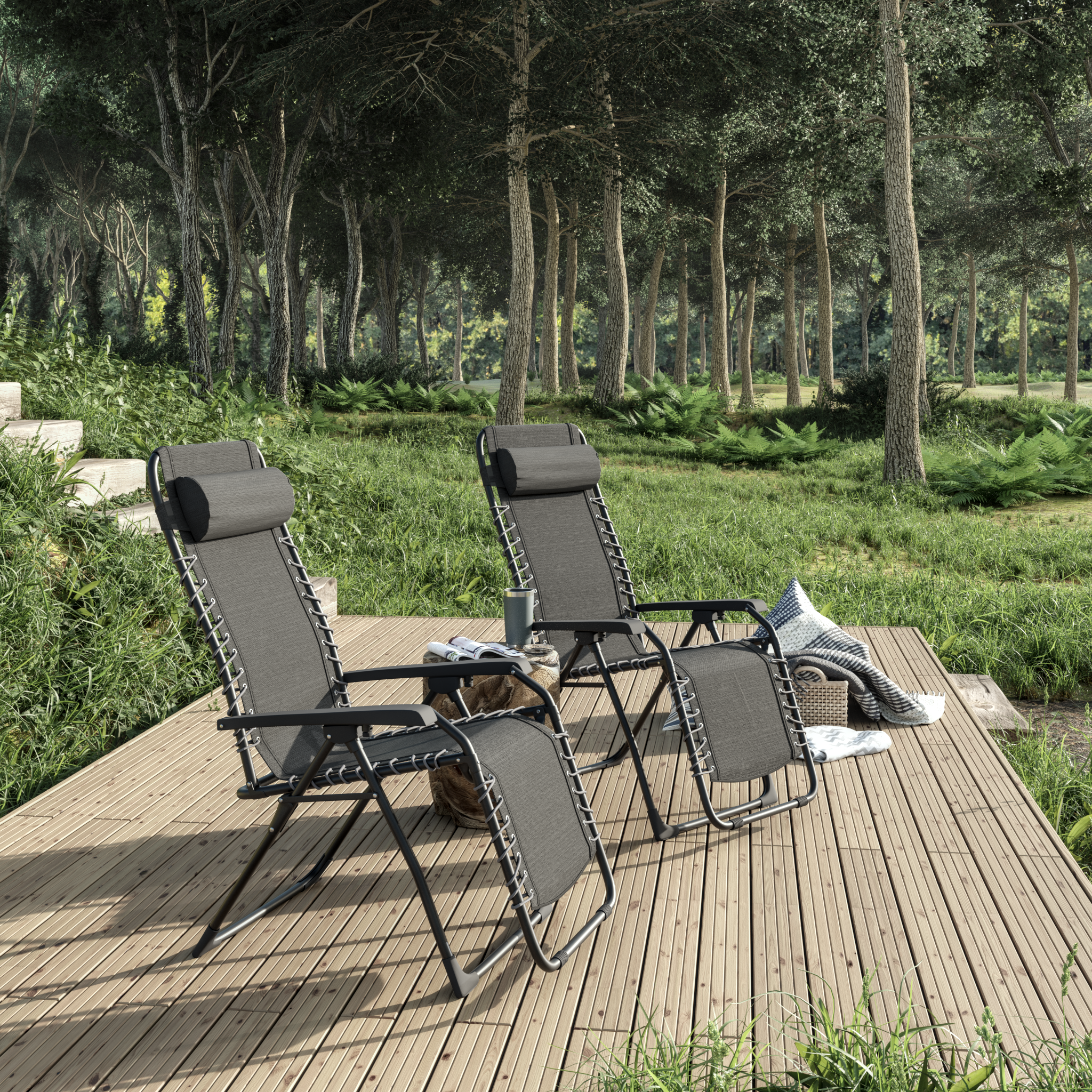 Sillón de jardín de metal NATERIAL Zero Gravity gris - 3