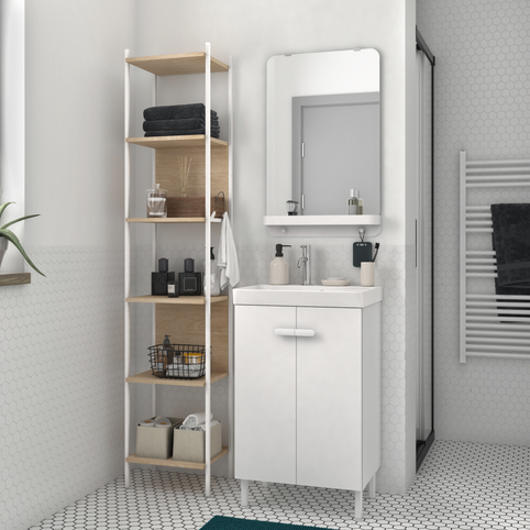 Βάση επίπλου Easy Μ50XB40 σε λευκό χρώμα με πόρτες ανοιγόμενες.