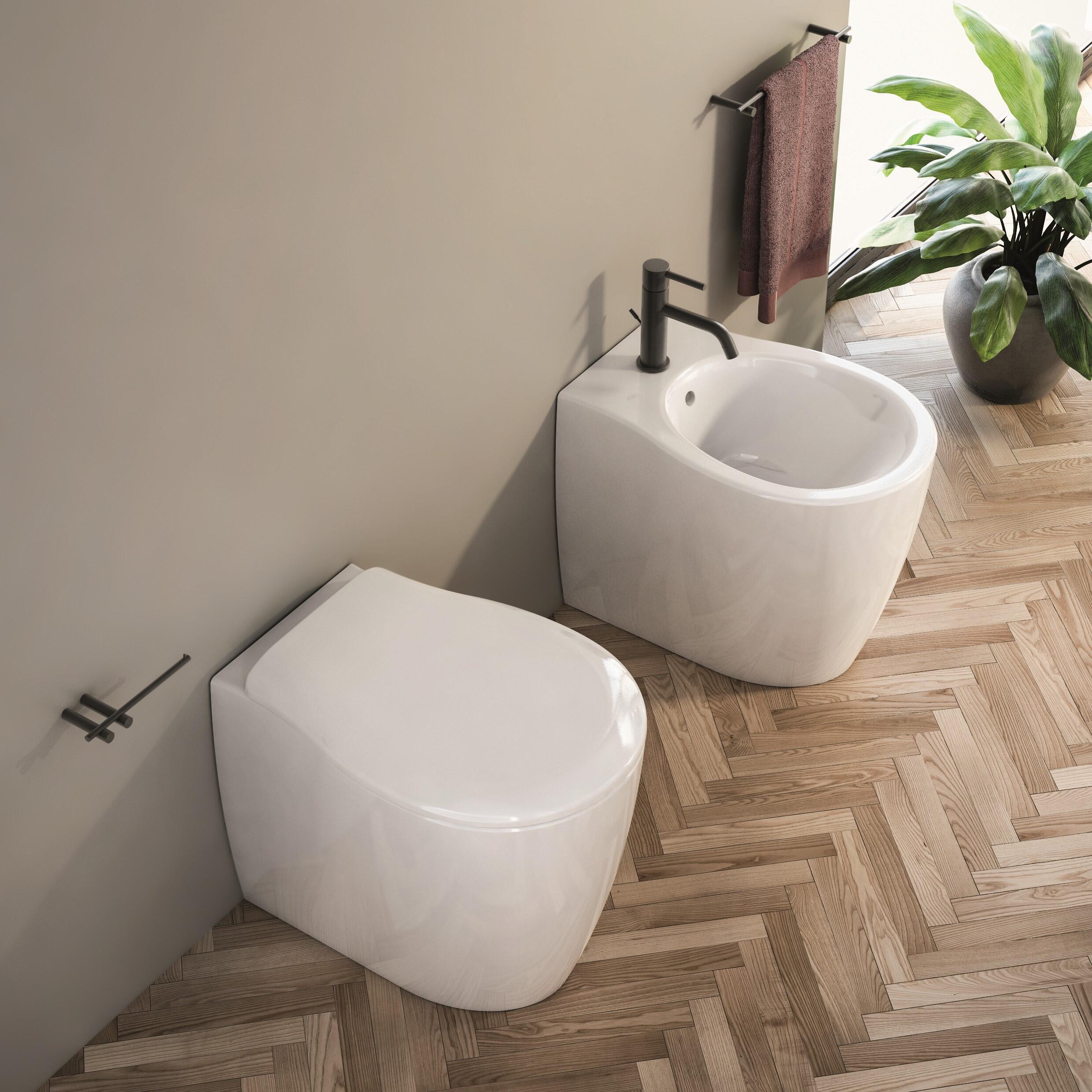 Vaso WC filomuro OLYMPIA CERAMICA soft, sedile incluso P 54 x L 37 x H 42 cm bianco - 6