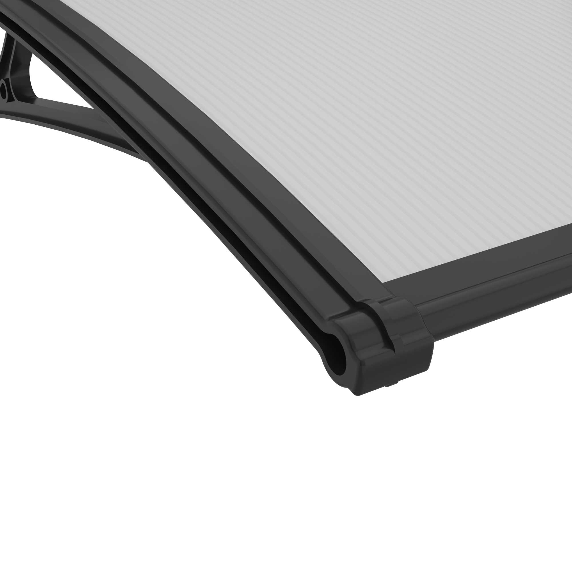 Pensilina in resina trasparente L 120 x P 100 cm struttura nero - 11