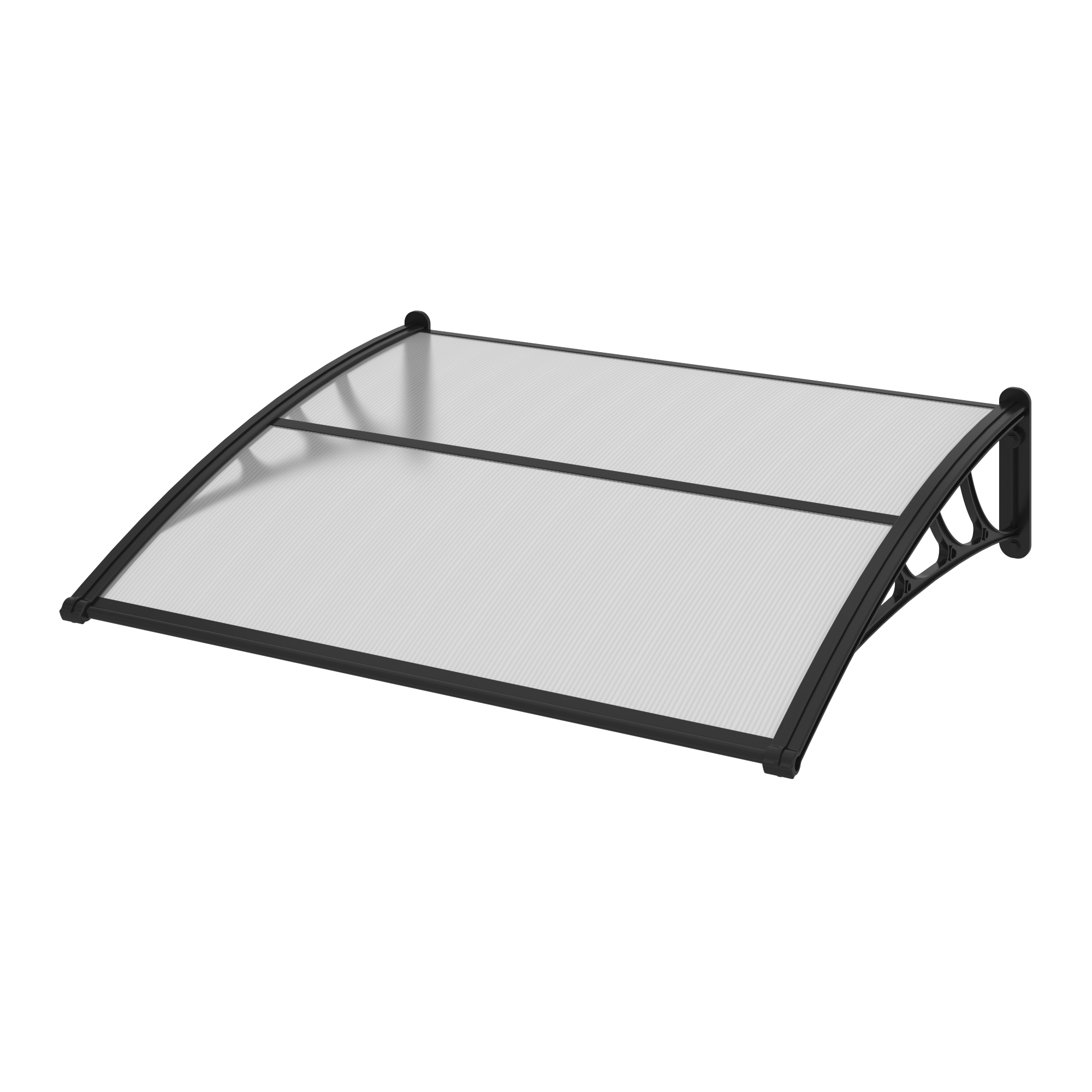 Pensilina in resina trasparente L 120 x P 100 cm struttura nero - 9