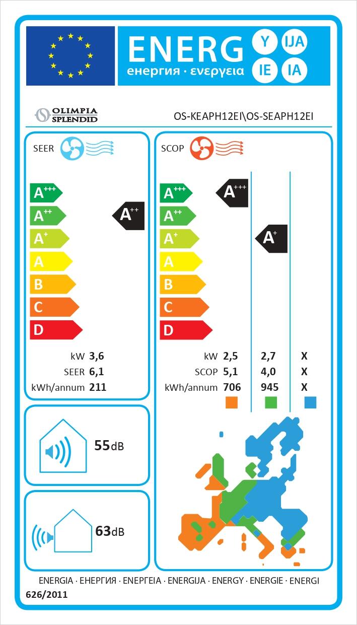 Condizionatore monosplit OLIMPIA SPLENDID 12000 BTU  (227712) Predisposto A++/A+ serie Aryal - 6