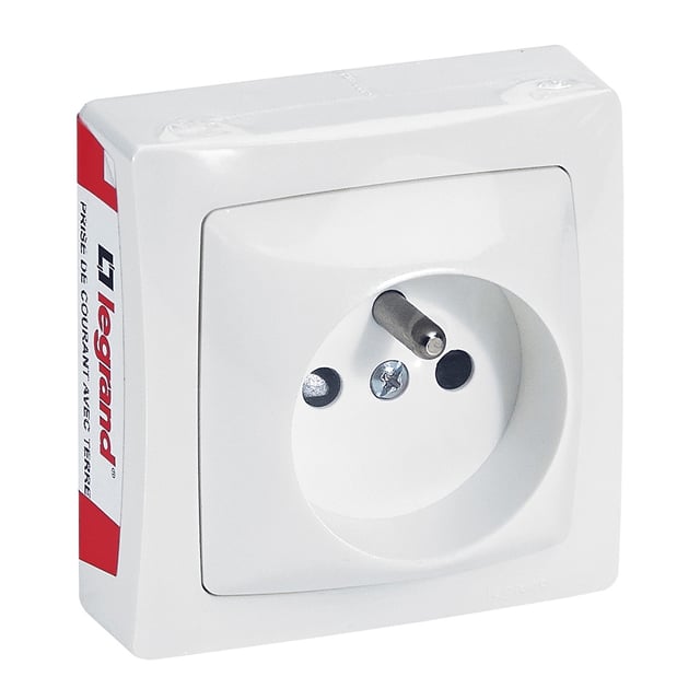 Prise avec terre saillie complet Asl, LEGRAND blanc