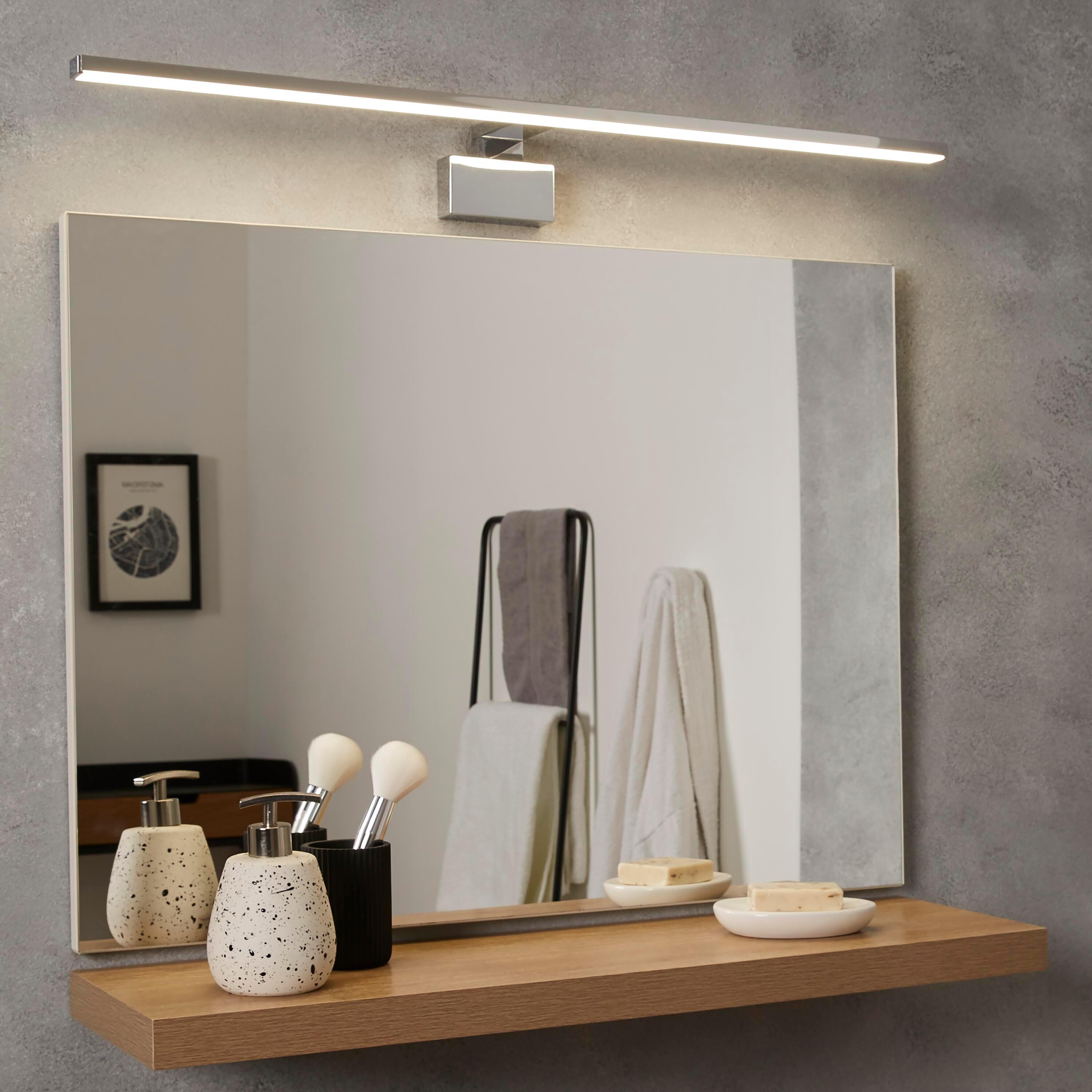 Applique LED bagno moderno Slim 80 cromo, INSPIRE bianco naturale ...