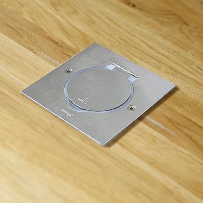 Prise de sol inox étanche IP44 avec clapet de protection + boite à encastrer - 5