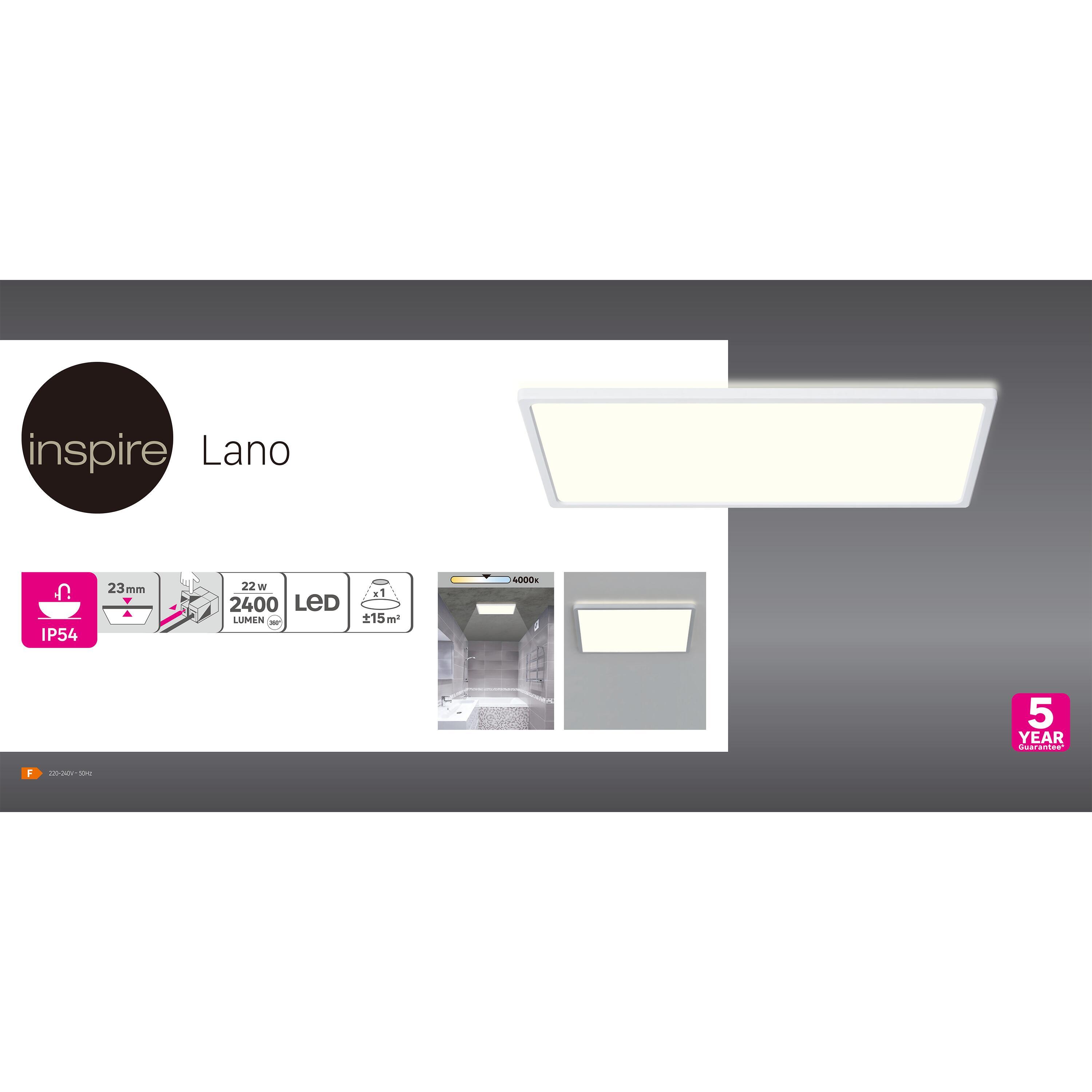 Panneau LED salle de bain Lano, 59.4 x 29.4cm, blanc neutre, blanc, Inspire - 3