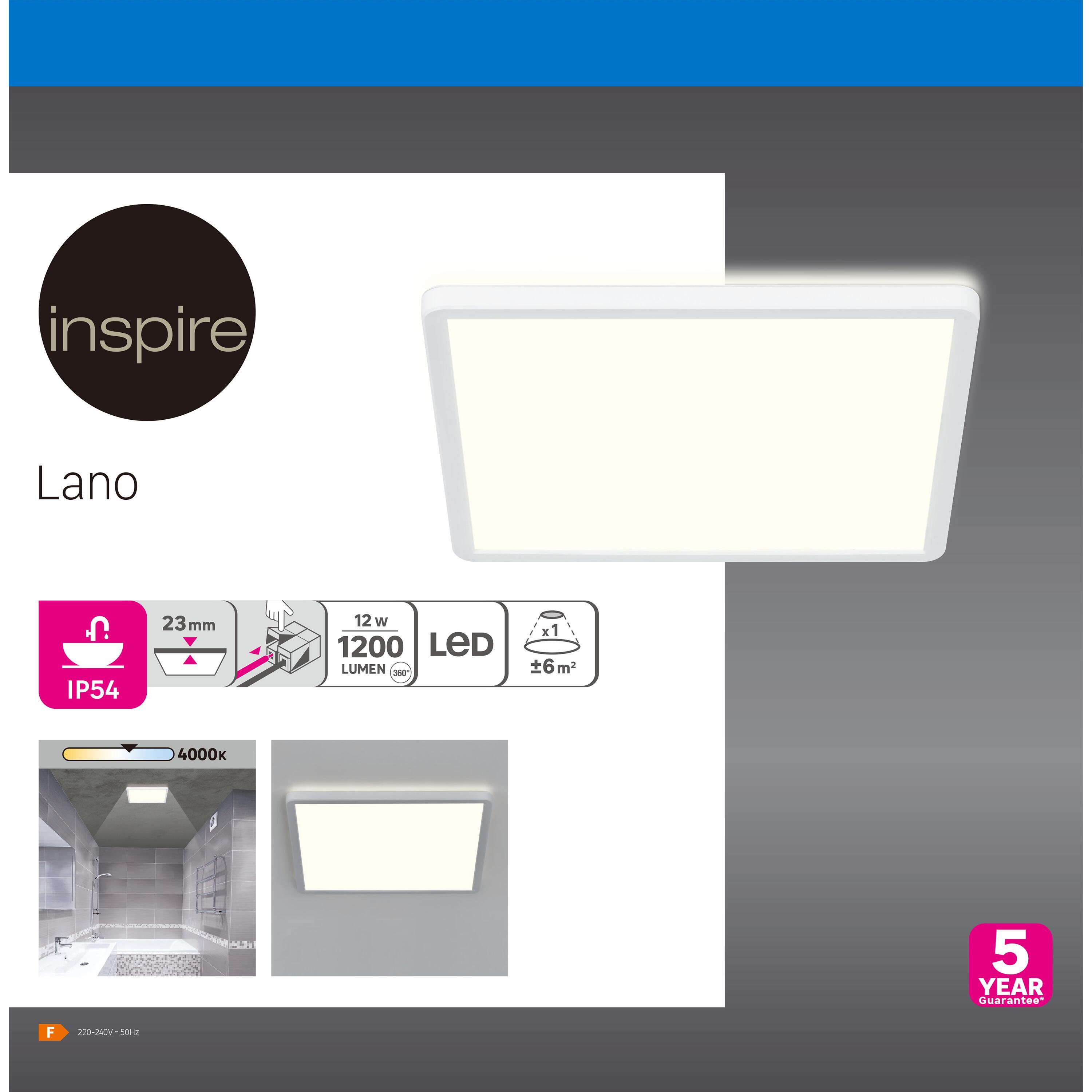 Panneau LED salle de bain Lano, 29.4 x 29.4cm, blanc neutre, blanc, Inspire - 3