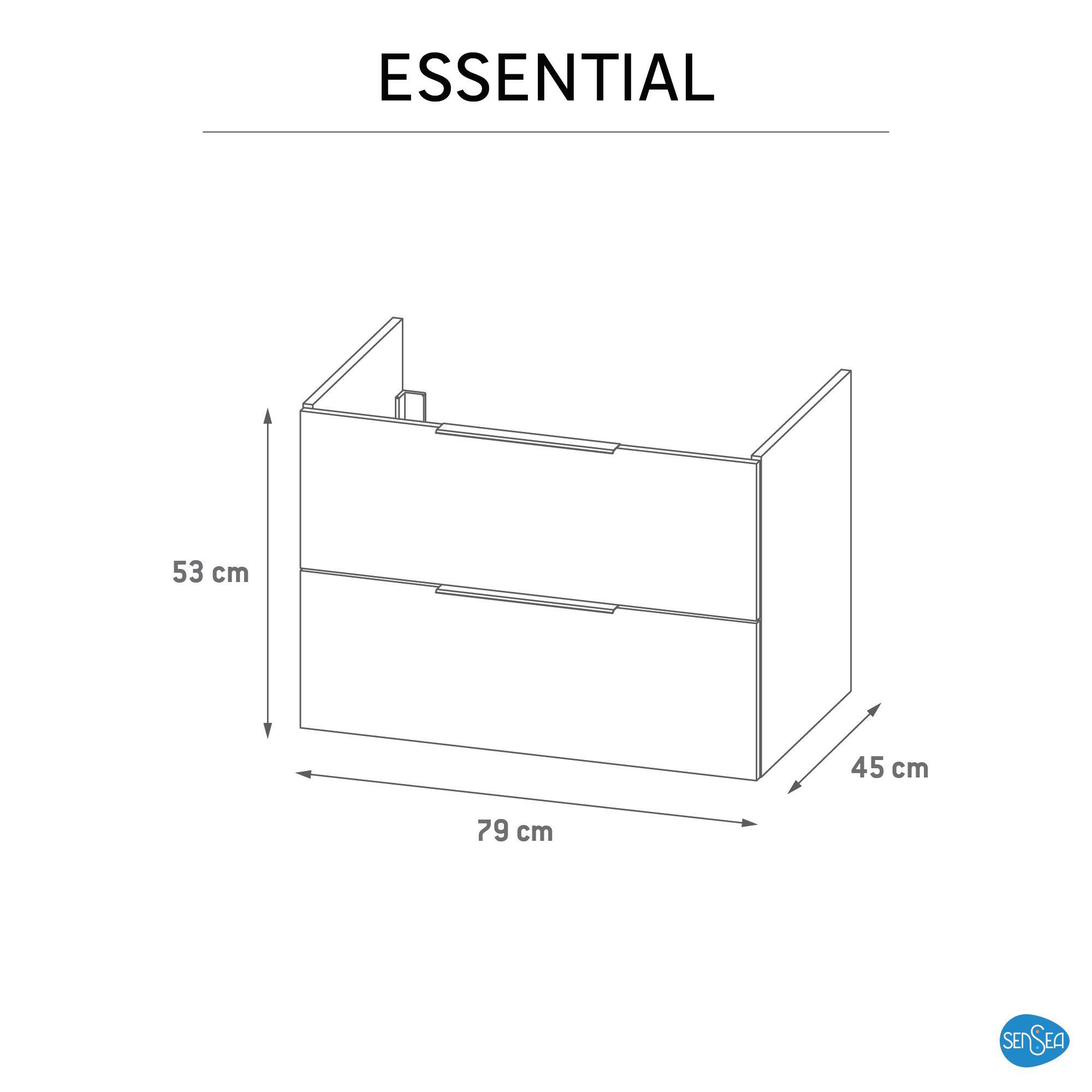 Mobile da bagno sotto lavabo SENSEA Essential bianco laccato lucido L 79 x H 53 x P 45 cm 2 cassetti, lavabo non incluso - 11