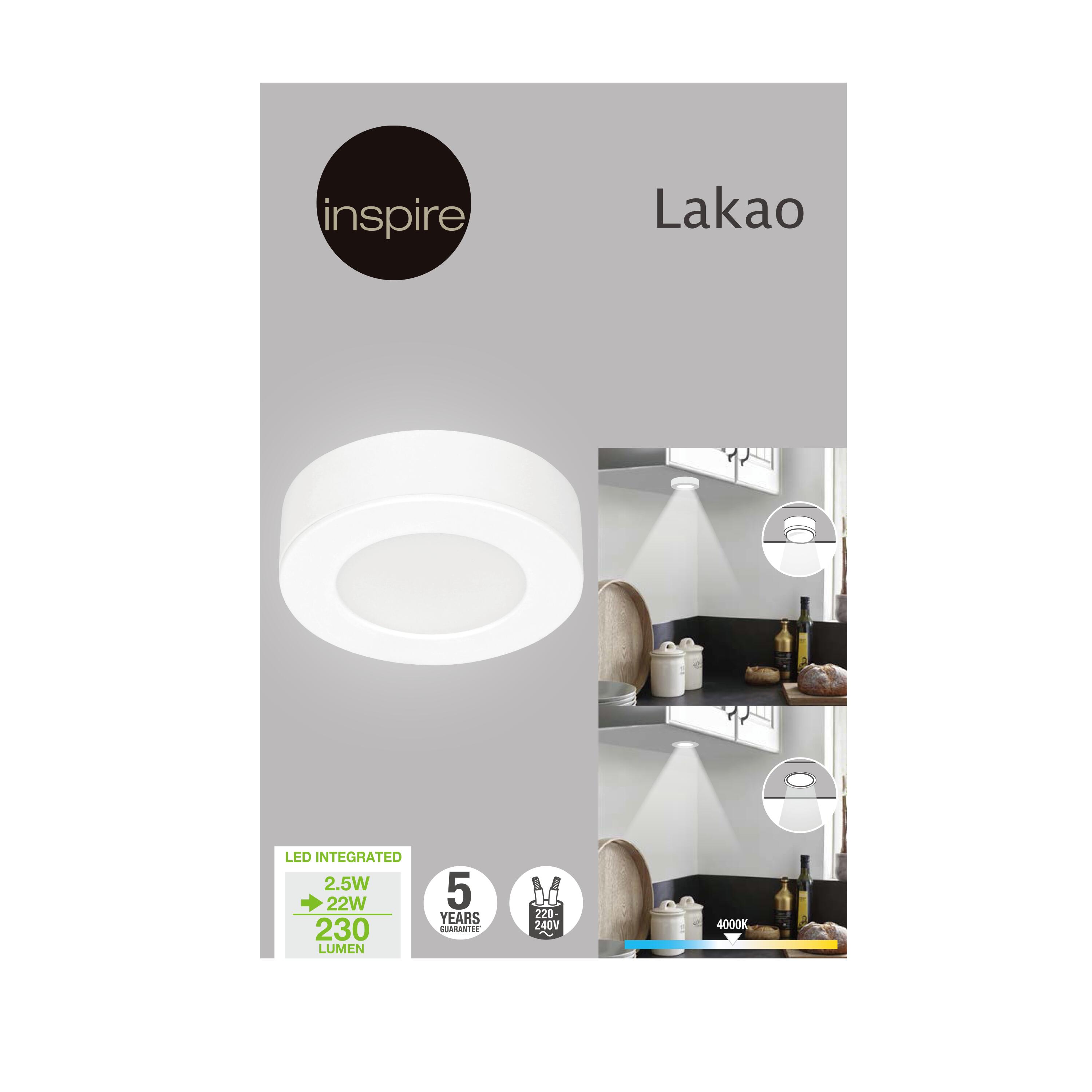 Kit de 1 spot à encastrer / à fixer Lakao, 2.6 W, Module LED blanc neutre, blanc - 9
