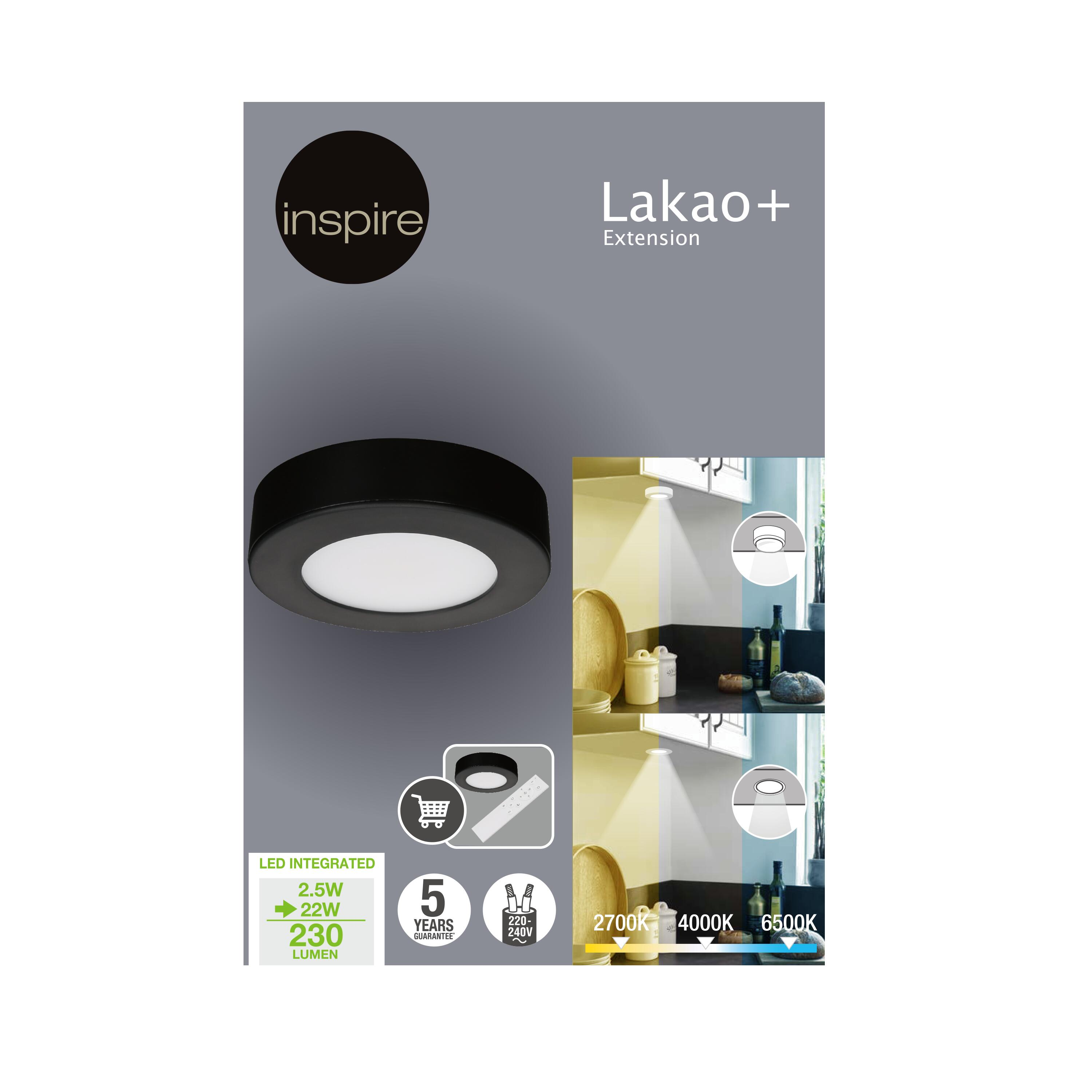 Extension Spot Lakao LED, blanc chaud / blanc froid, noir INSPIRE - 9