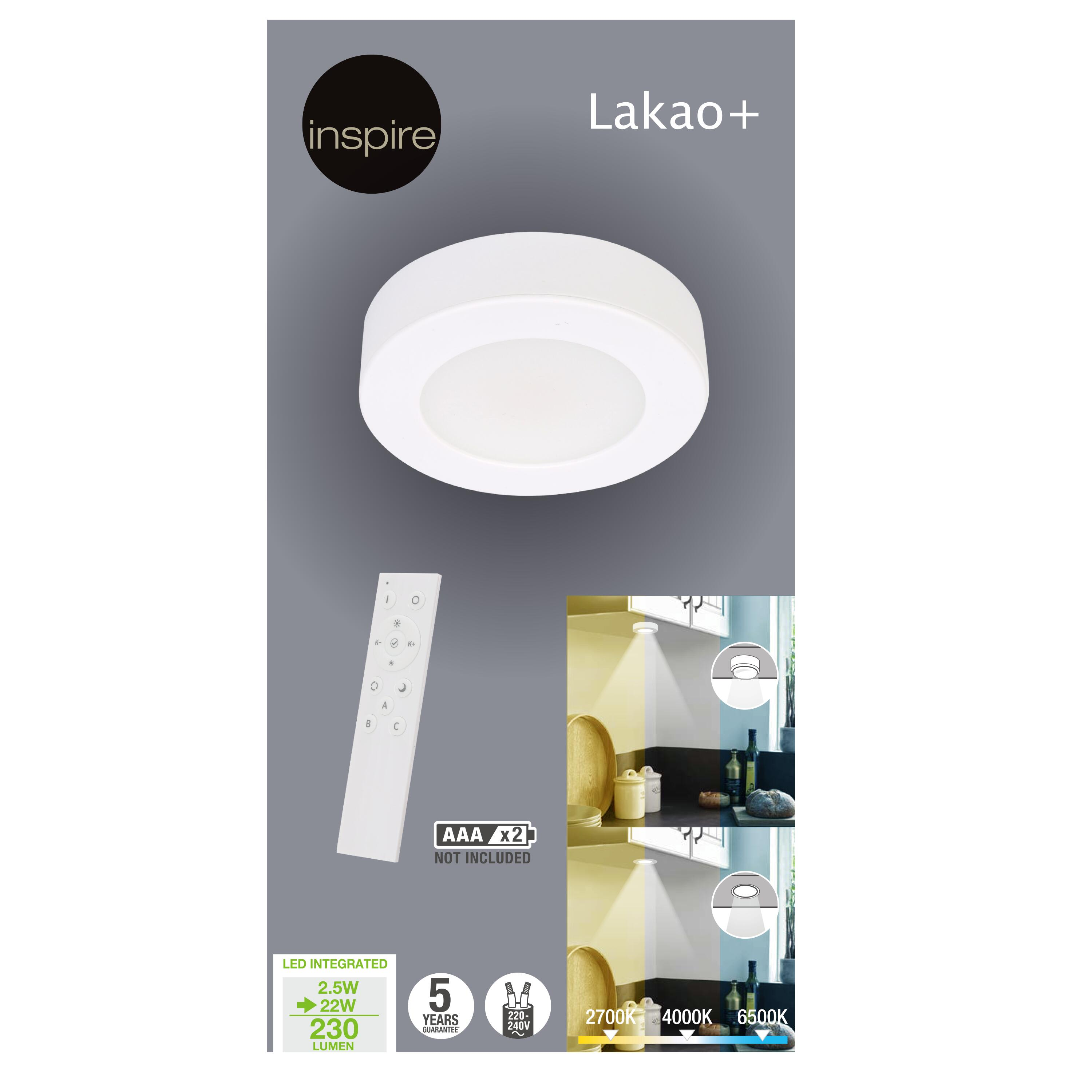 Spot Lakao LED et télécommande, blanc chaud /blanc froid, blanc INSPIRE - 7