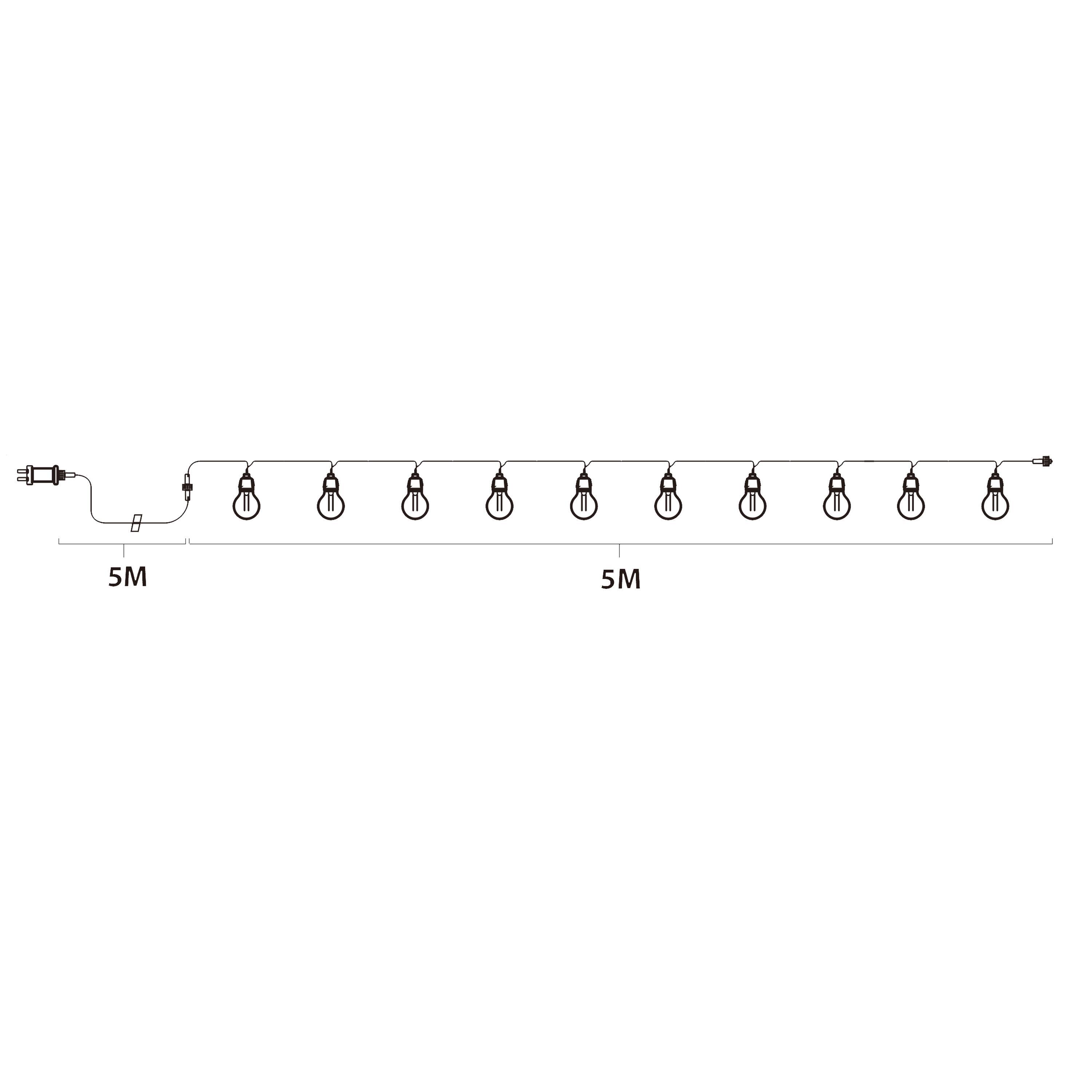 Ghirlanda luminosa Minta 10 luci cavo 5 mt bianco IP44 INSPIRE - 12