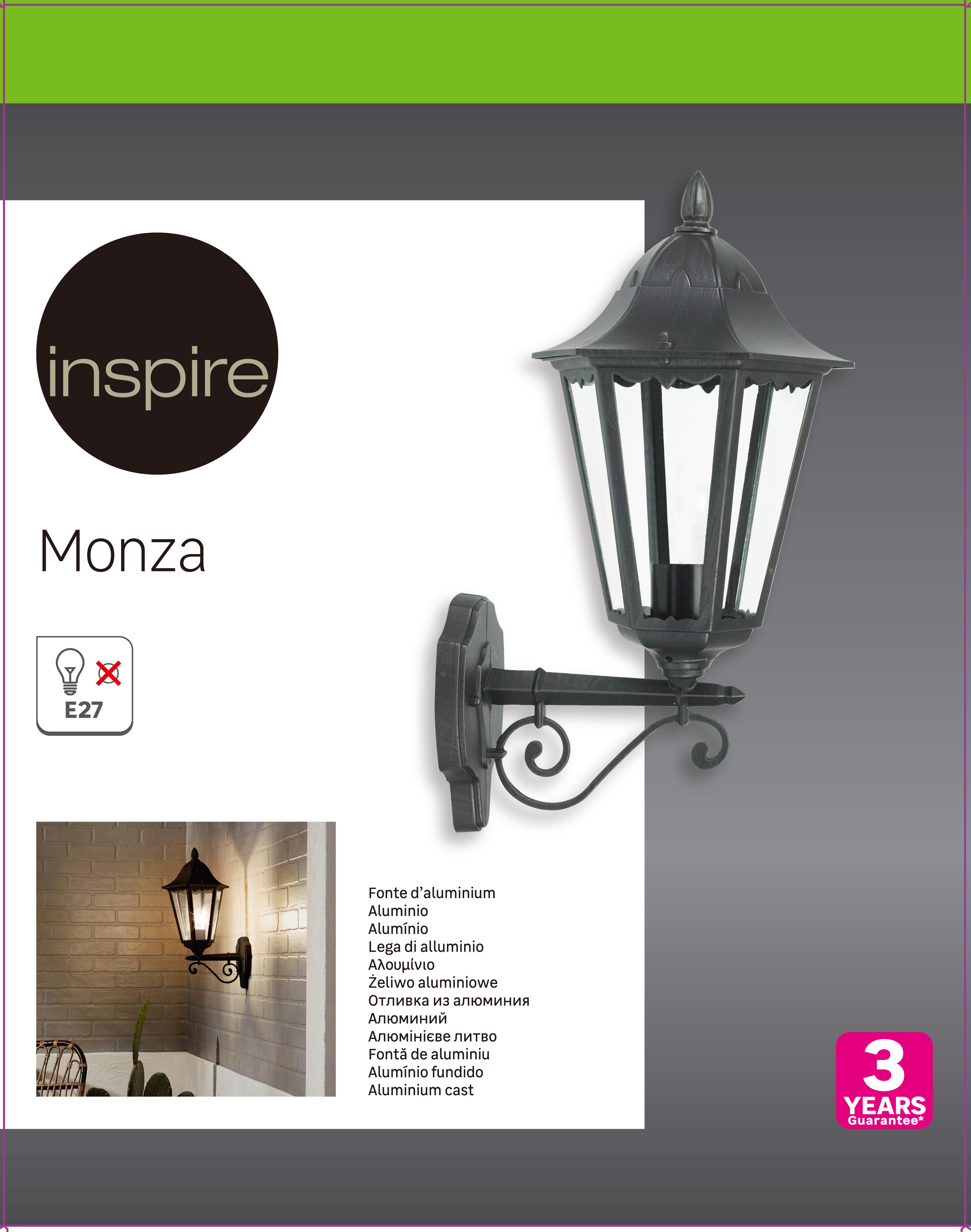 Applique montante E27, acier / verre, noir, Monza, INSPIRE - 8