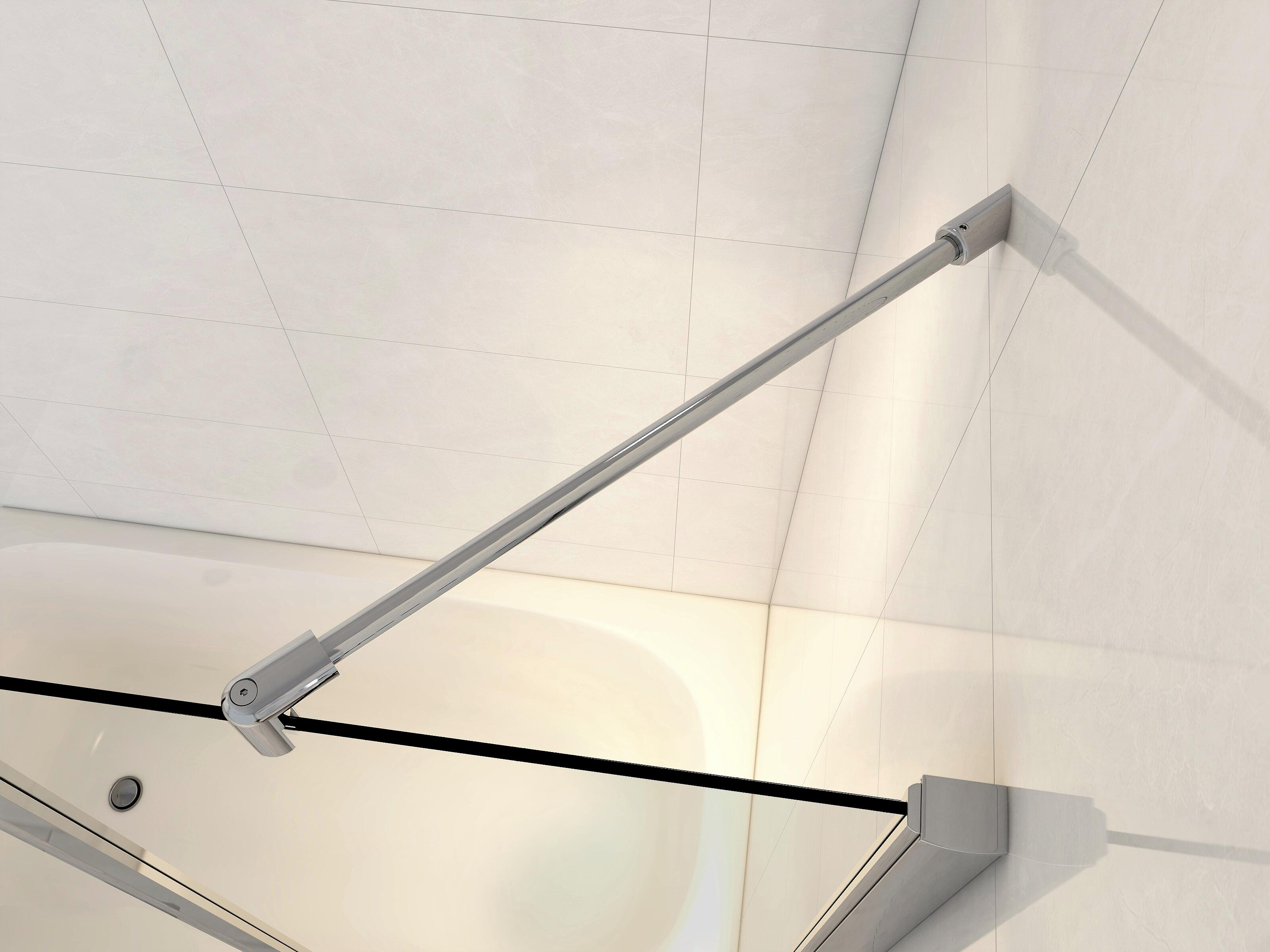 Pare-baignoire 2 volets fixe et pivotant transparent chromé H.140 x l.105cm Remi - 6
