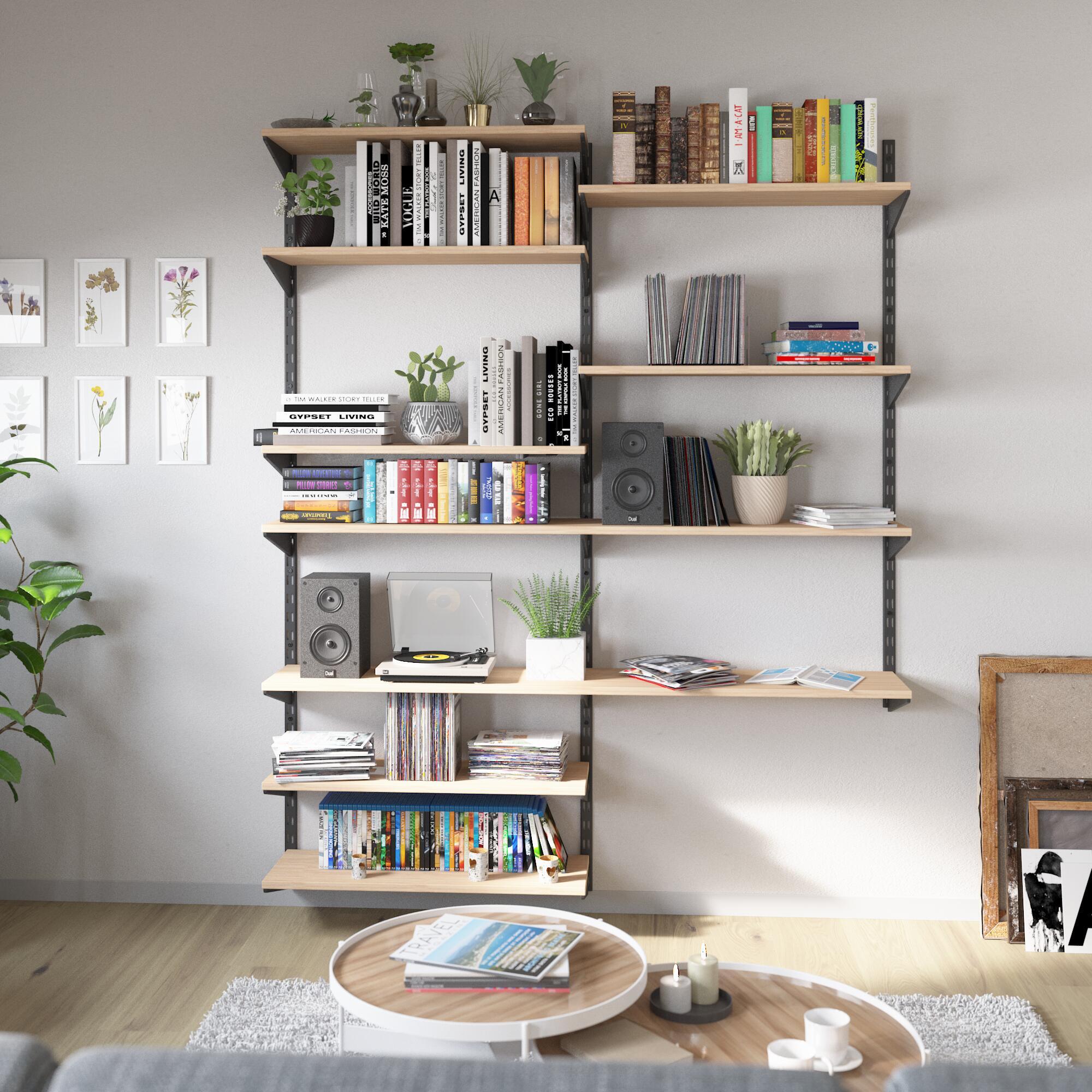 Lote librería doble negro spaceo sin madera