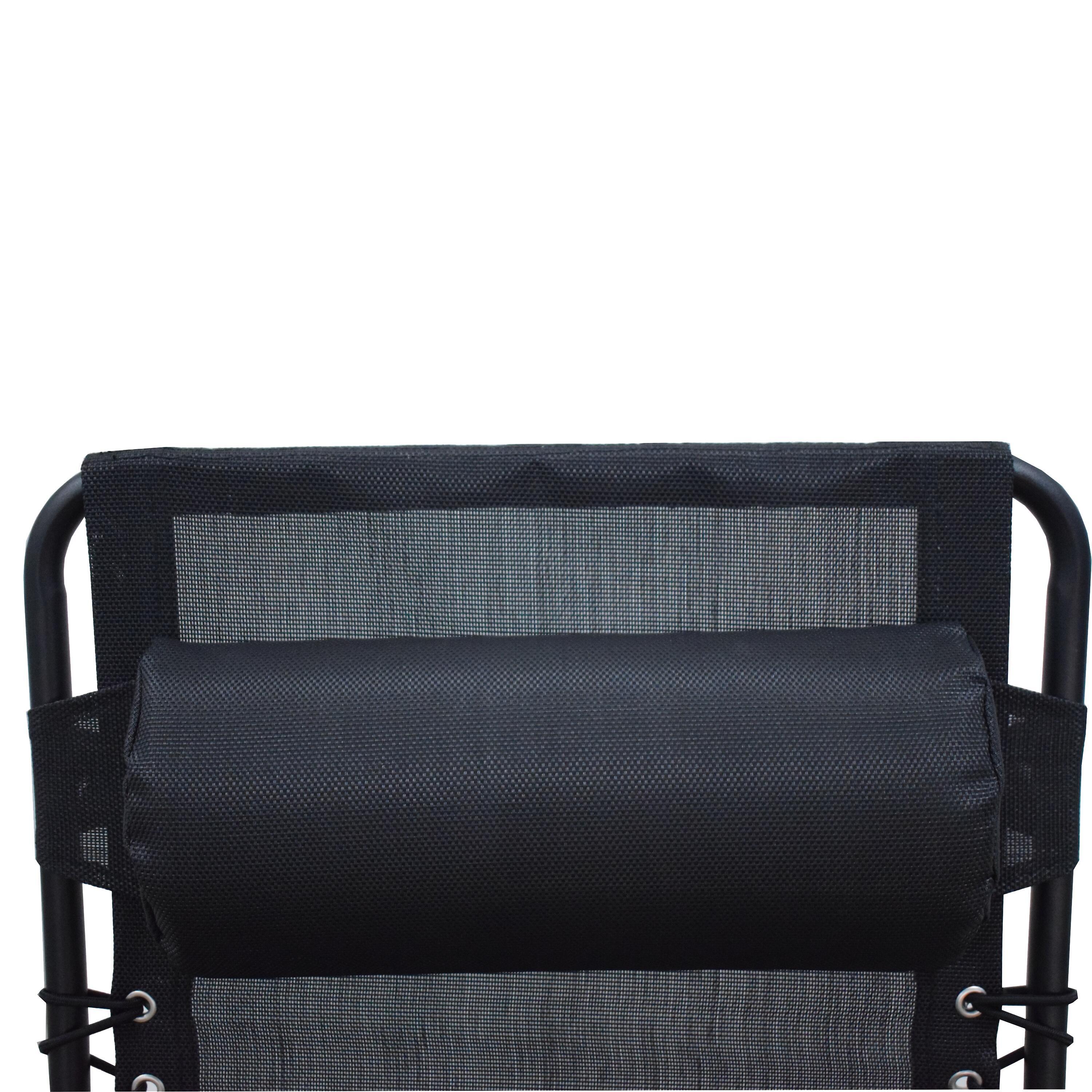 Sedia a sdraio da giardino con cuscino nero e braccioli Zero Gravity struttura in acciaio nero, seduta in textilene nero - 17