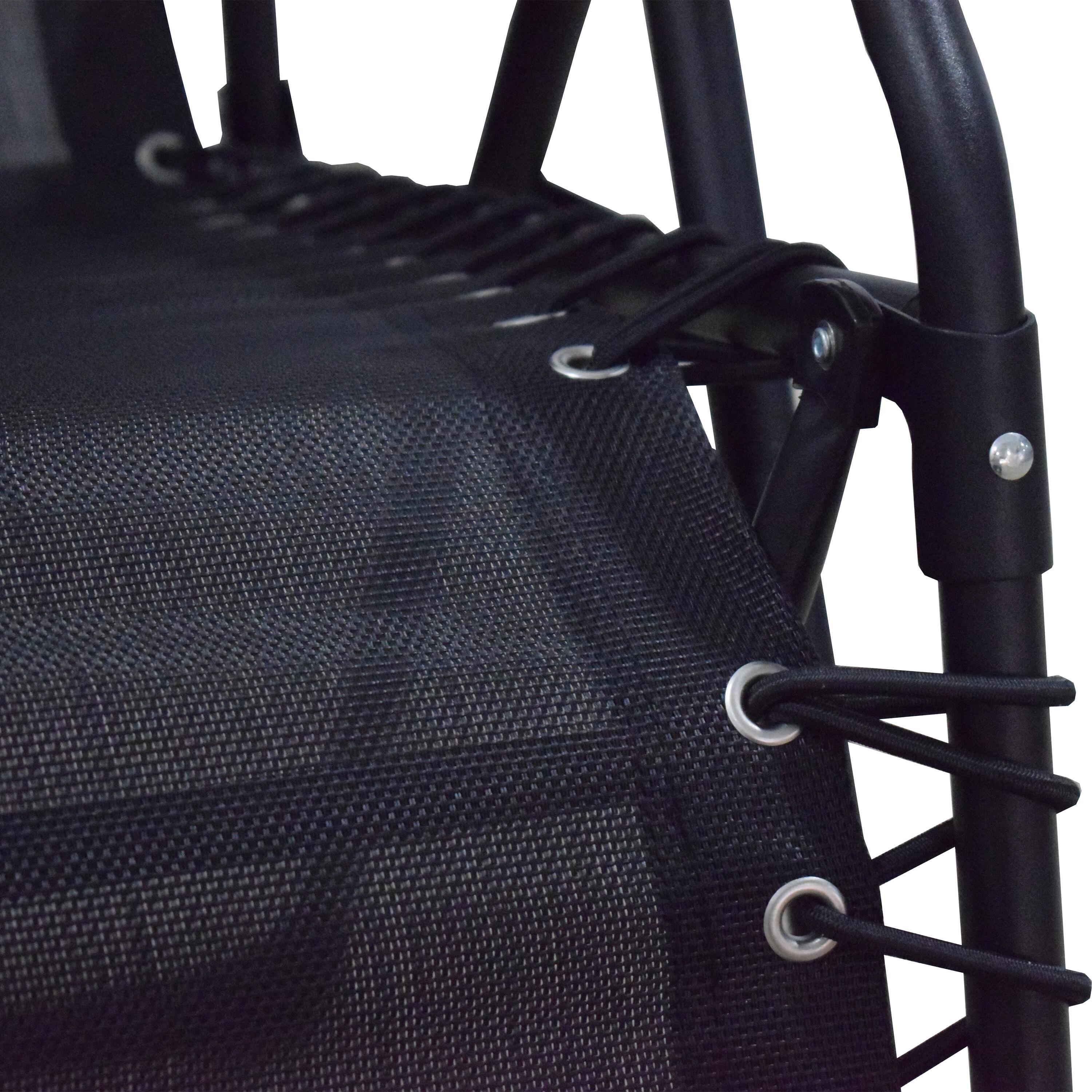 Sedia a sdraio da giardino con cuscino nero e braccioli Zero Gravity struttura in acciaio nero, seduta in textilene nero - 16