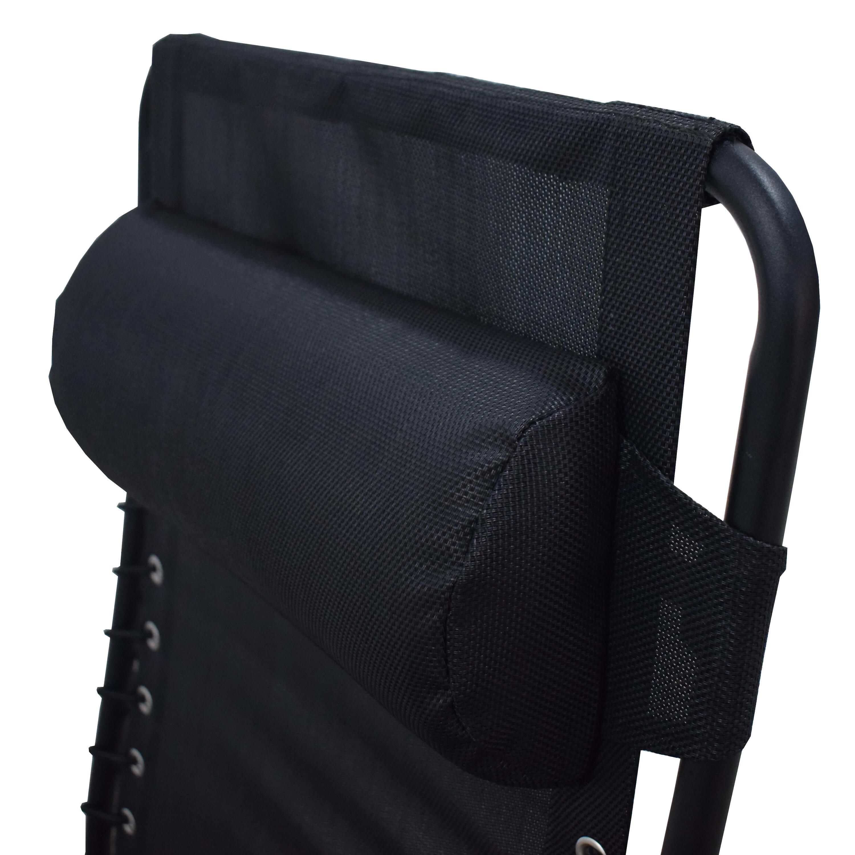 Sedia a sdraio da giardino con cuscino nero e braccioli Zero Gravity struttura in acciaio nero, seduta in textilene nero - 15