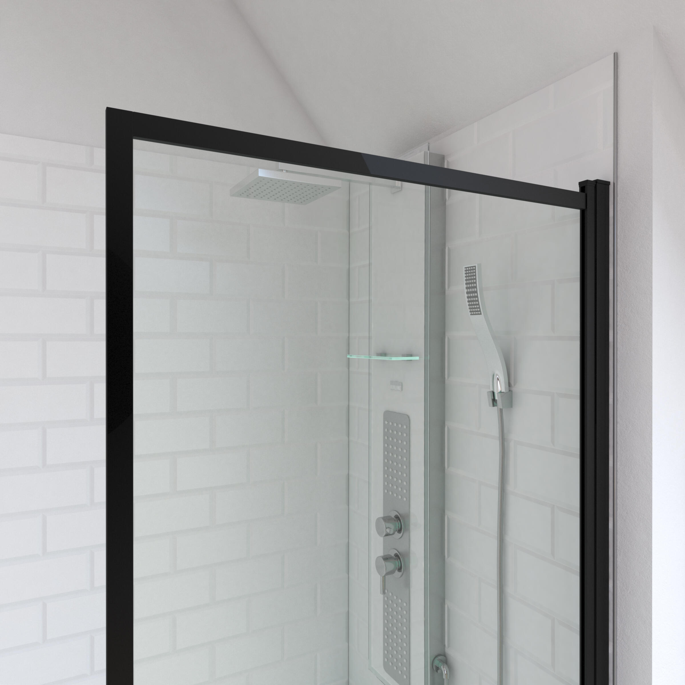 Mampara de bañera 1 hoja austine transparente perfil negro 75x130 cm