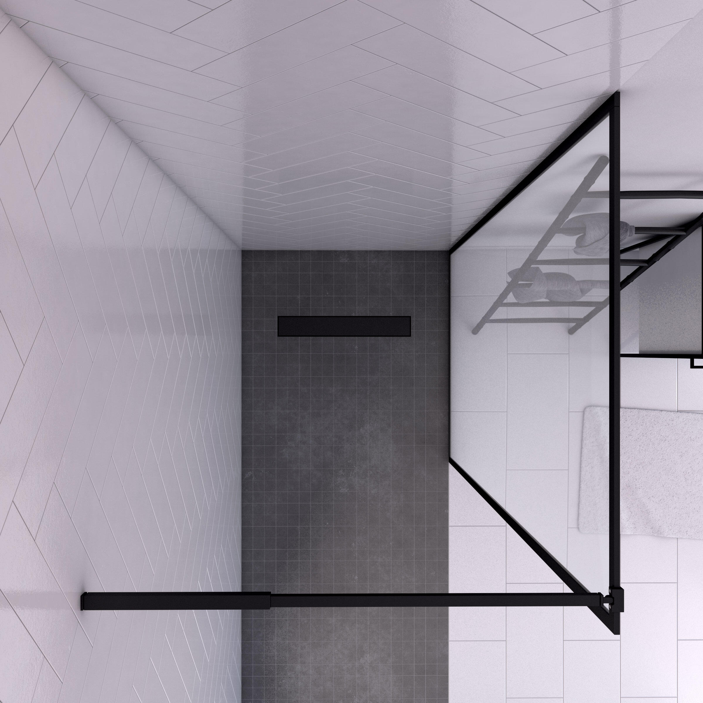 Painel de duche fixo 90x200 cm preto transparente Aurlane Austine - 2