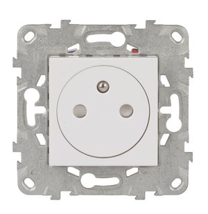 Prise avec terre affleurante à assembler Unica, SCHNEIDER ELECTRIC, blanc