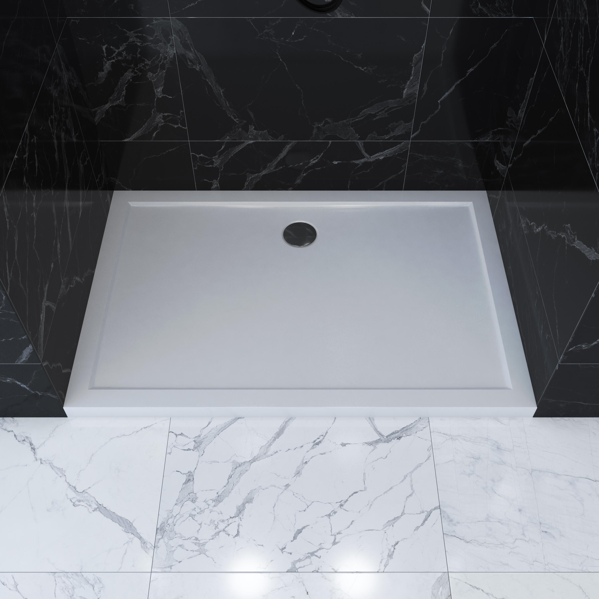 Receveur de douche L.100 x l.80 cm Ep.4 cm acrylique blanc - AURLANE - 2