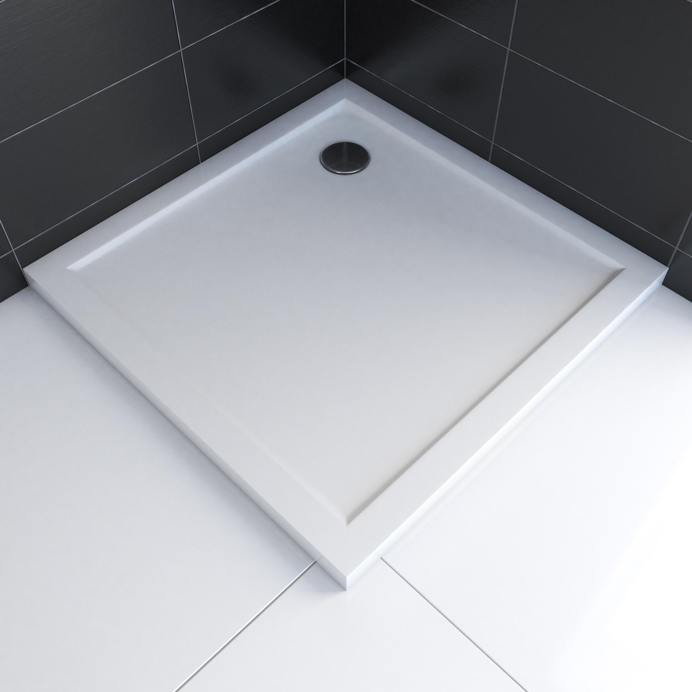 Receveur de douche L.90 x l.90 cm Ep.4 cm acrylique blanc - AURLANE - 4