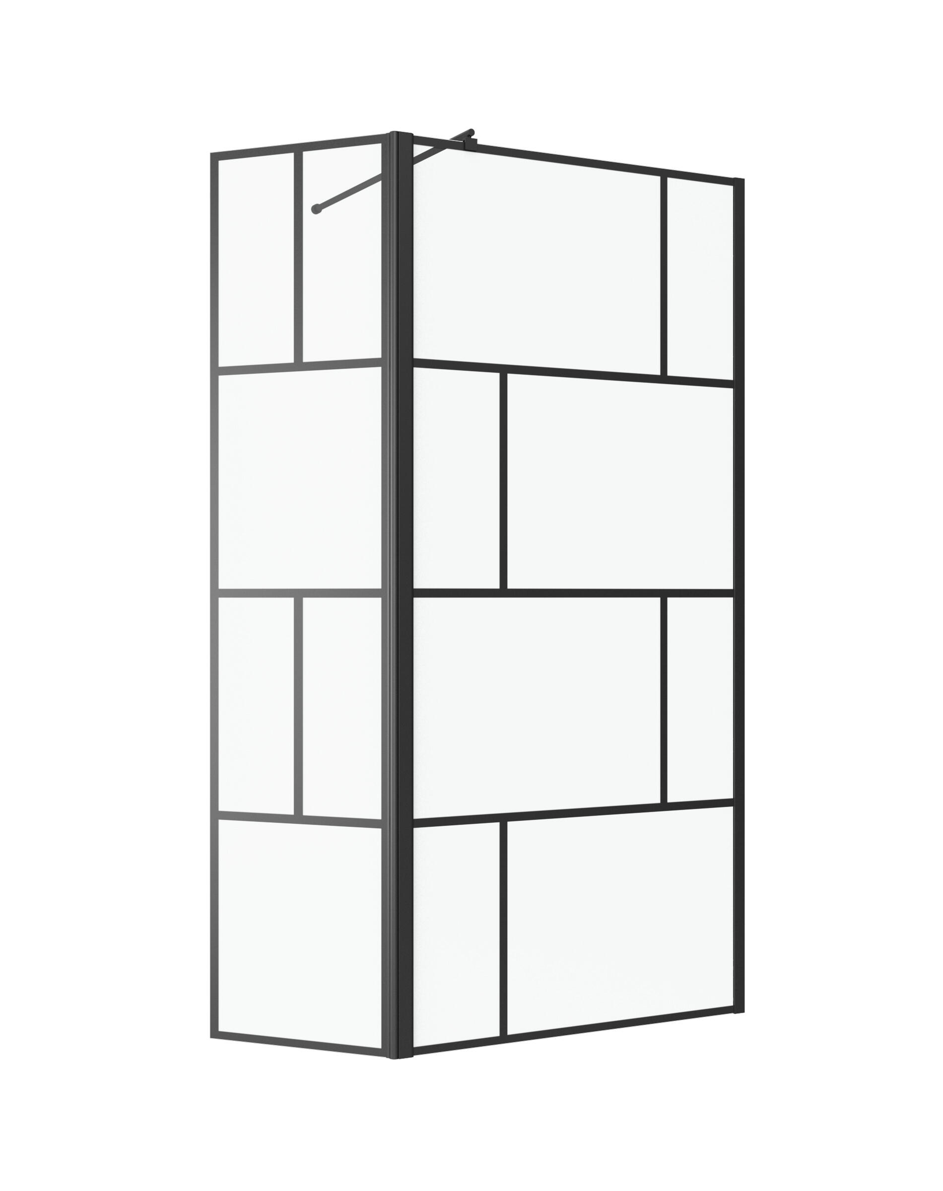 Paroi de douche à l'italienne verre sérigraphié, l90+40cm, Ep 5mm, Bricks - 2