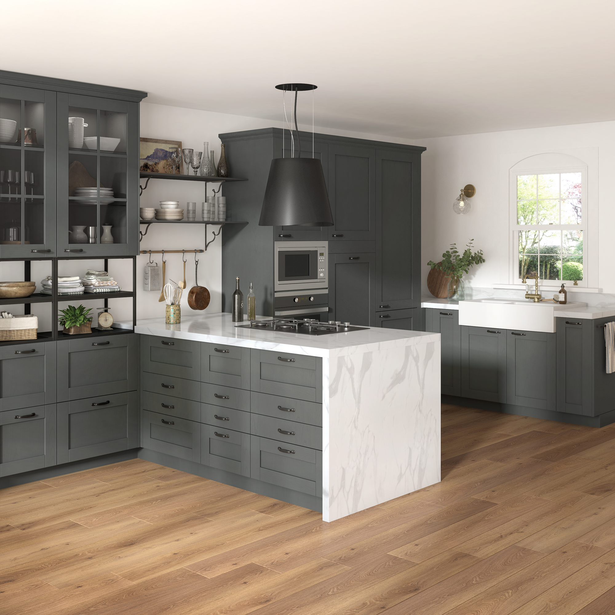 Caisson haut de cuisine DELINIA ID gris H.102.4 x l.60 x P.35 cm - 3