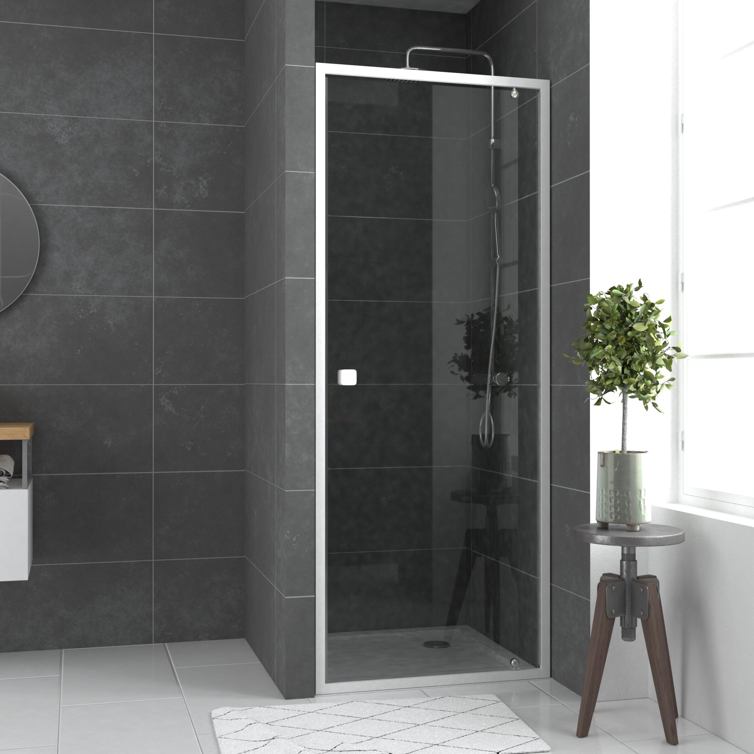 Mampara abatible spot transparente perfil blanco 80x185 cm