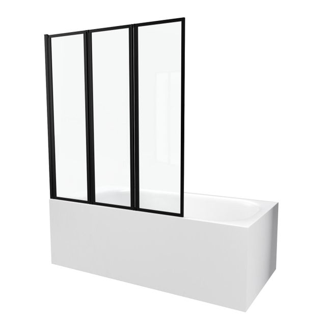 Pare-baignoire rabattable transparent noir, H.143 x l.125 cm Triple black
