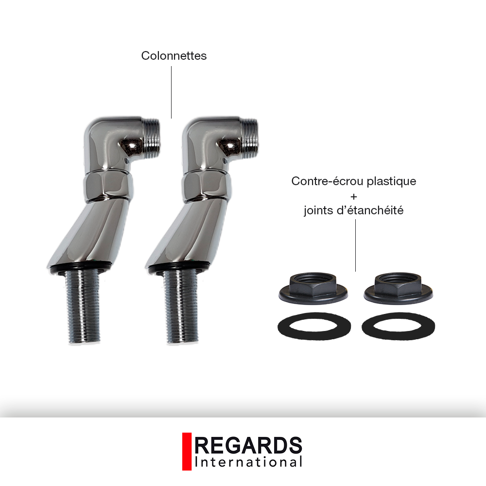 Lot de 2 colonnettes reglables, mâle / mâle 15 x 21/20 x 27 mm - 2