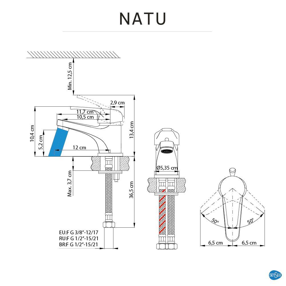 Mitigeur de lavabo chrome S, Natu, SENSEA - 7
