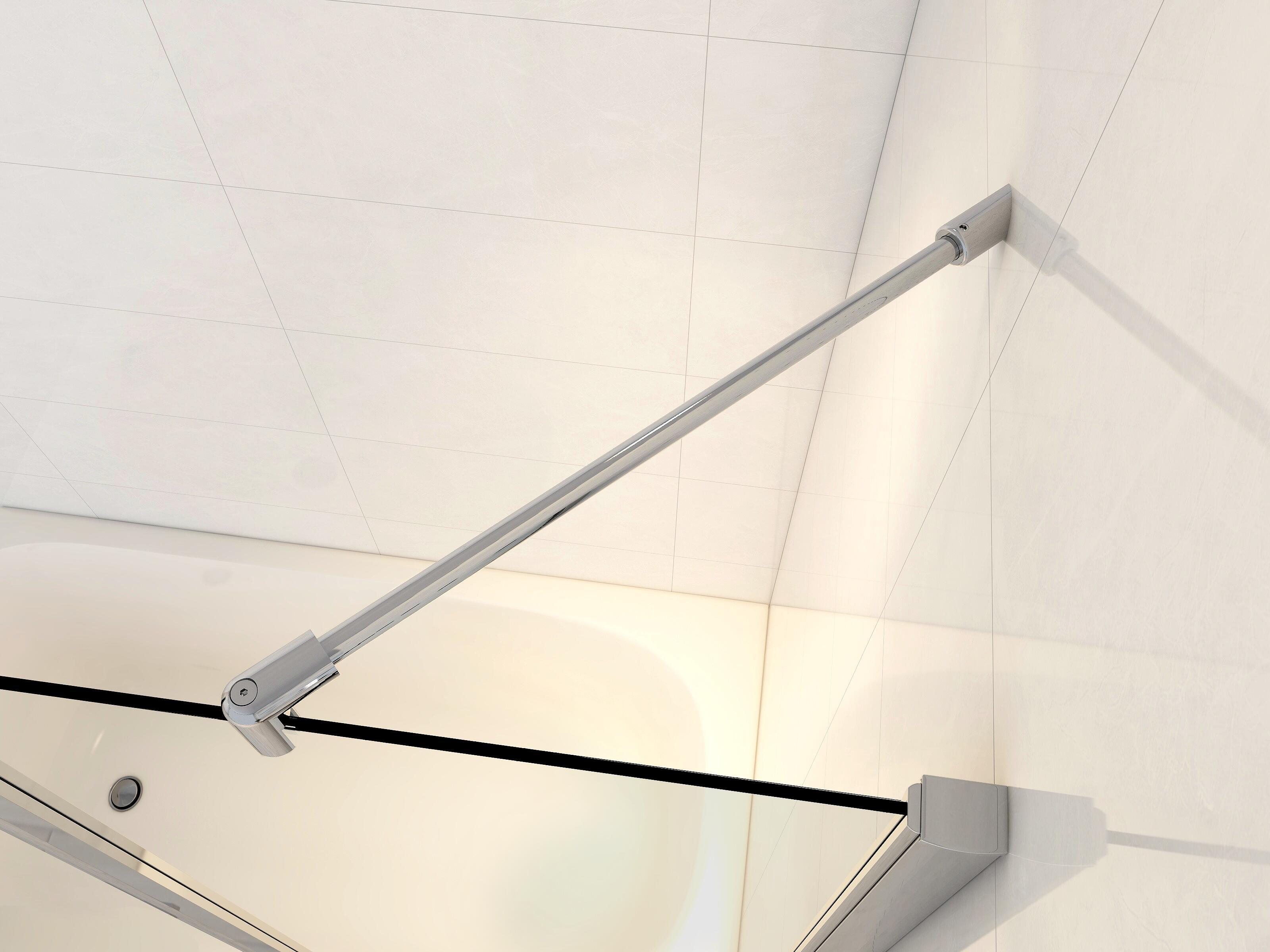 Pare-baignoire 2 volets fixe et pivotant transparent chromé H.140 x l.103cm Esse - 6
