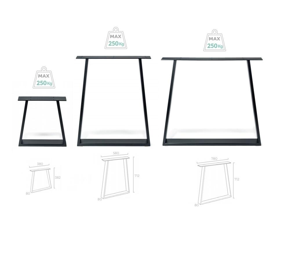 Pied de meuble design REI Trapeze XXL noir, la. 8 x lo. 38 x hauteur 38 cm - 3