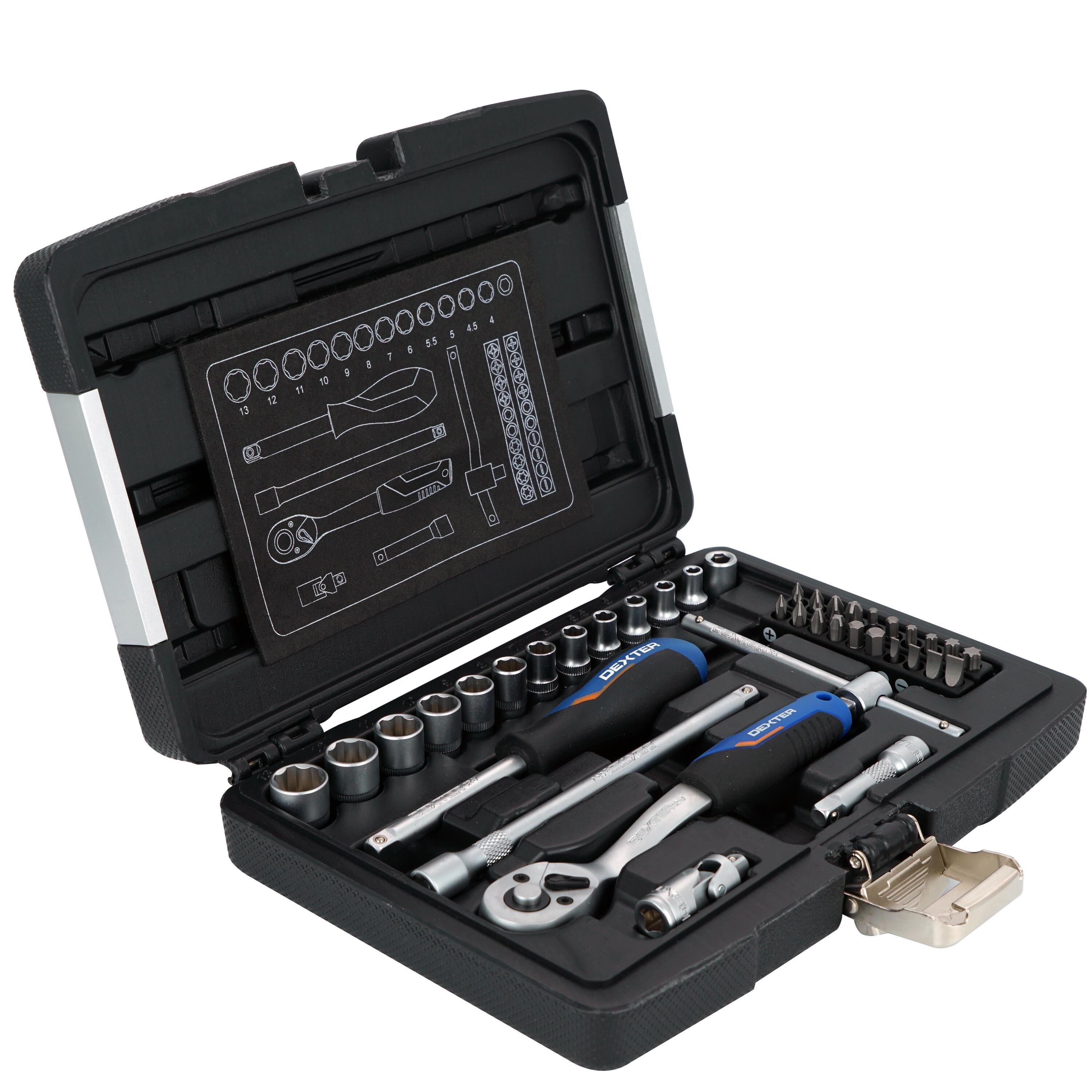 Coffret clé à douille et embouts de mécanicien DEXTER, 39 pièces - 2