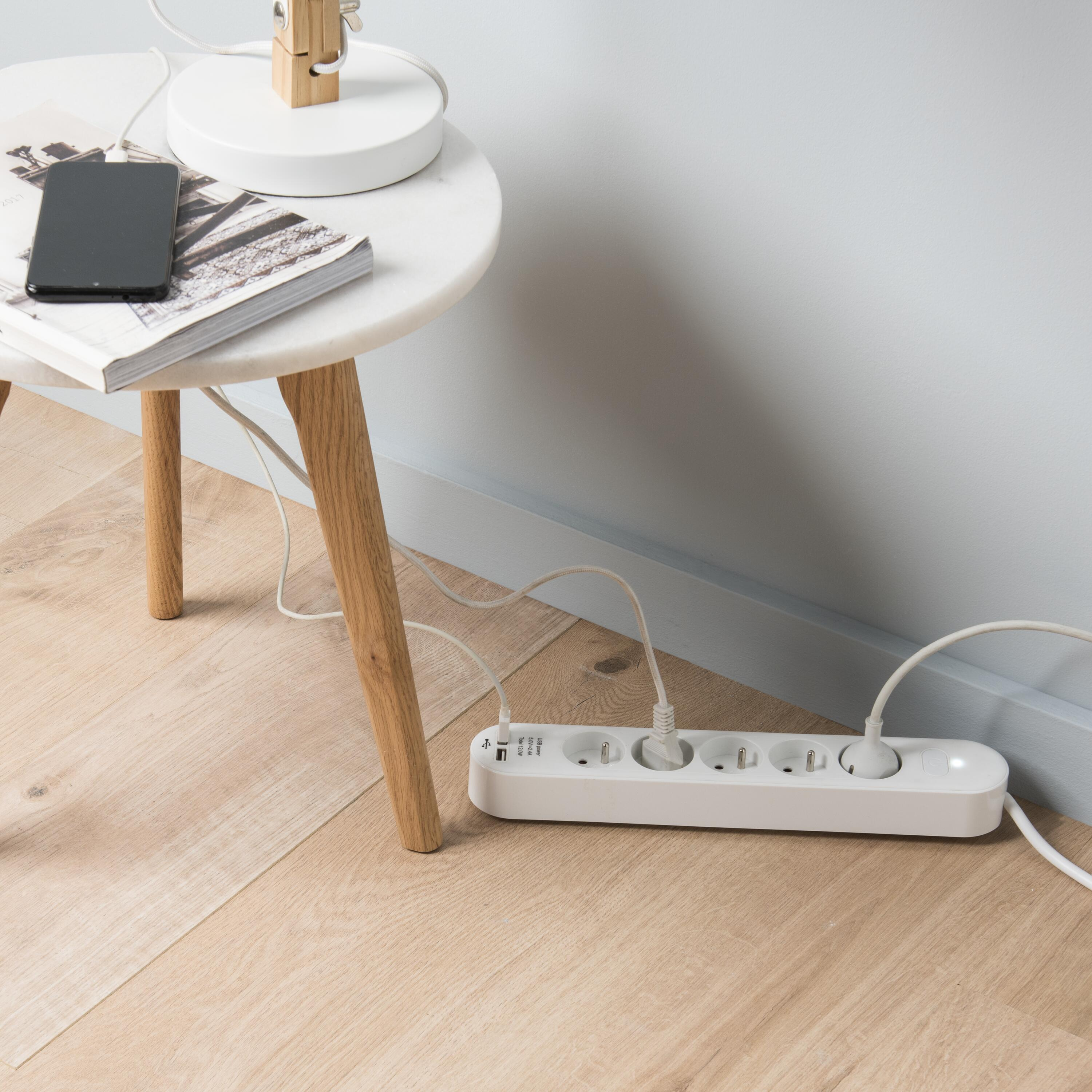 Multiprise USB filaire avec interrupteur, 5 prises + 2 USB-A blanc, 1.5M, LEXMAN - 2