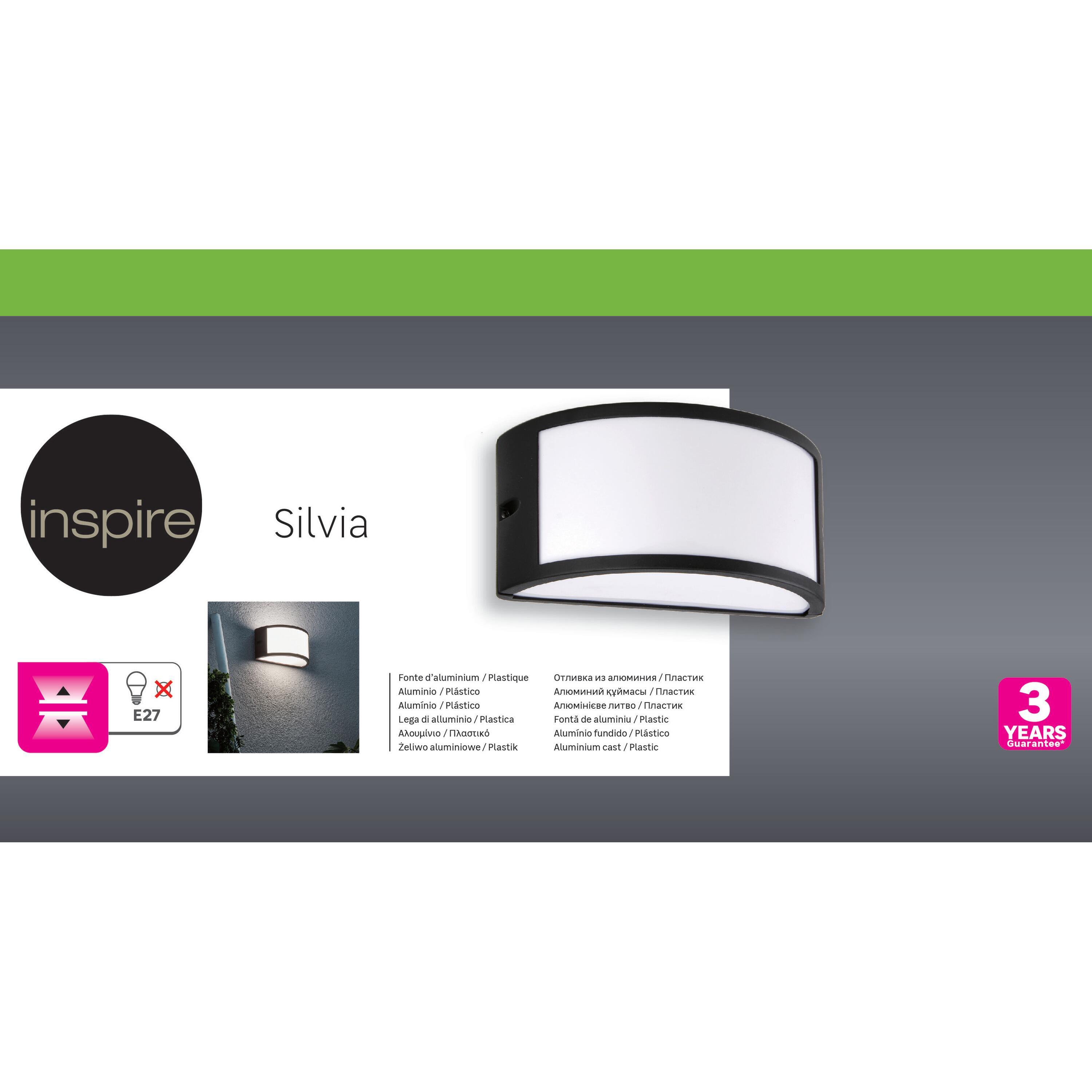 Applique E27, aluminium / polycarbonate, noir, Silvia, INSPIRE - 4