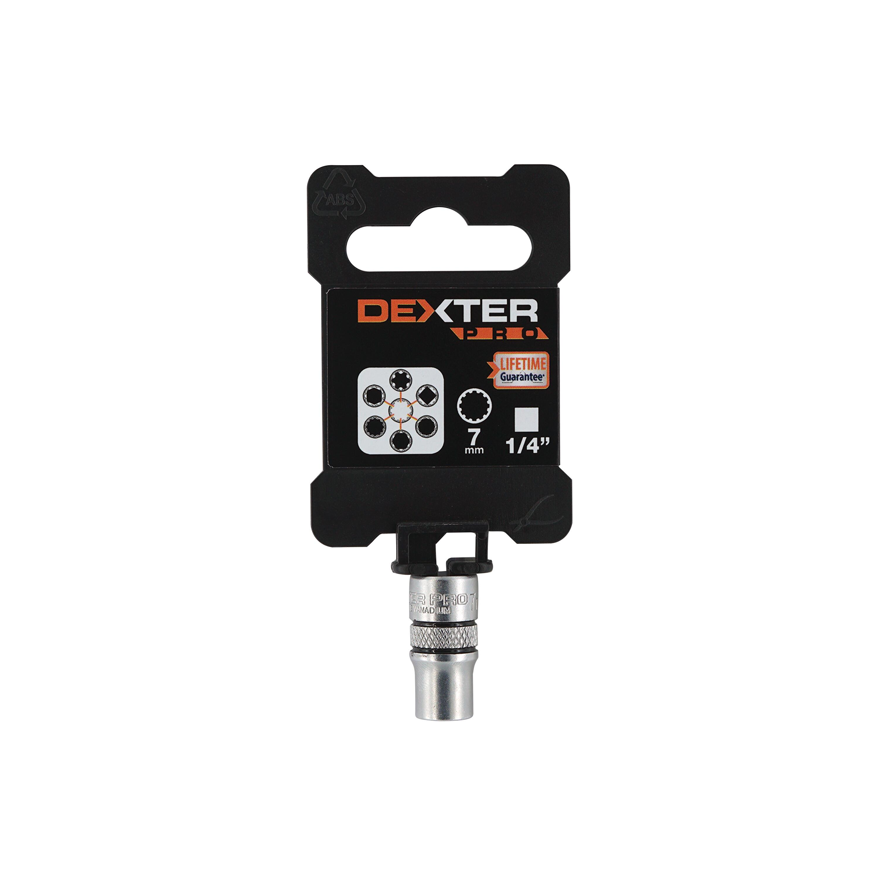 Douille 12 pans 1/4 en chrome vanadium DEXTER PRO, Diam.7 mm - 4