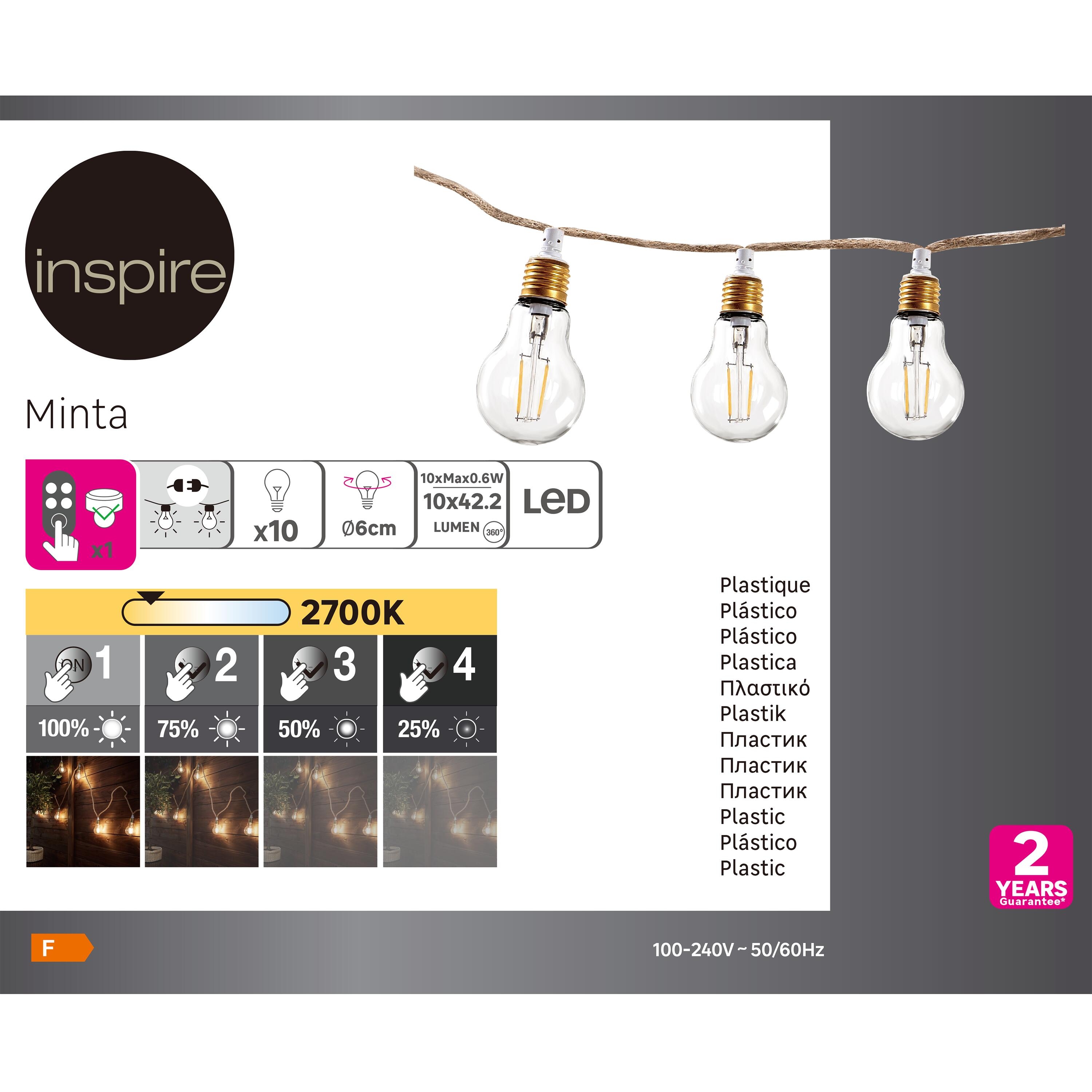 Ghirlanda luminosa Minta 10 luci cavo 5 mt bianco IP44 INSPIRE - 13