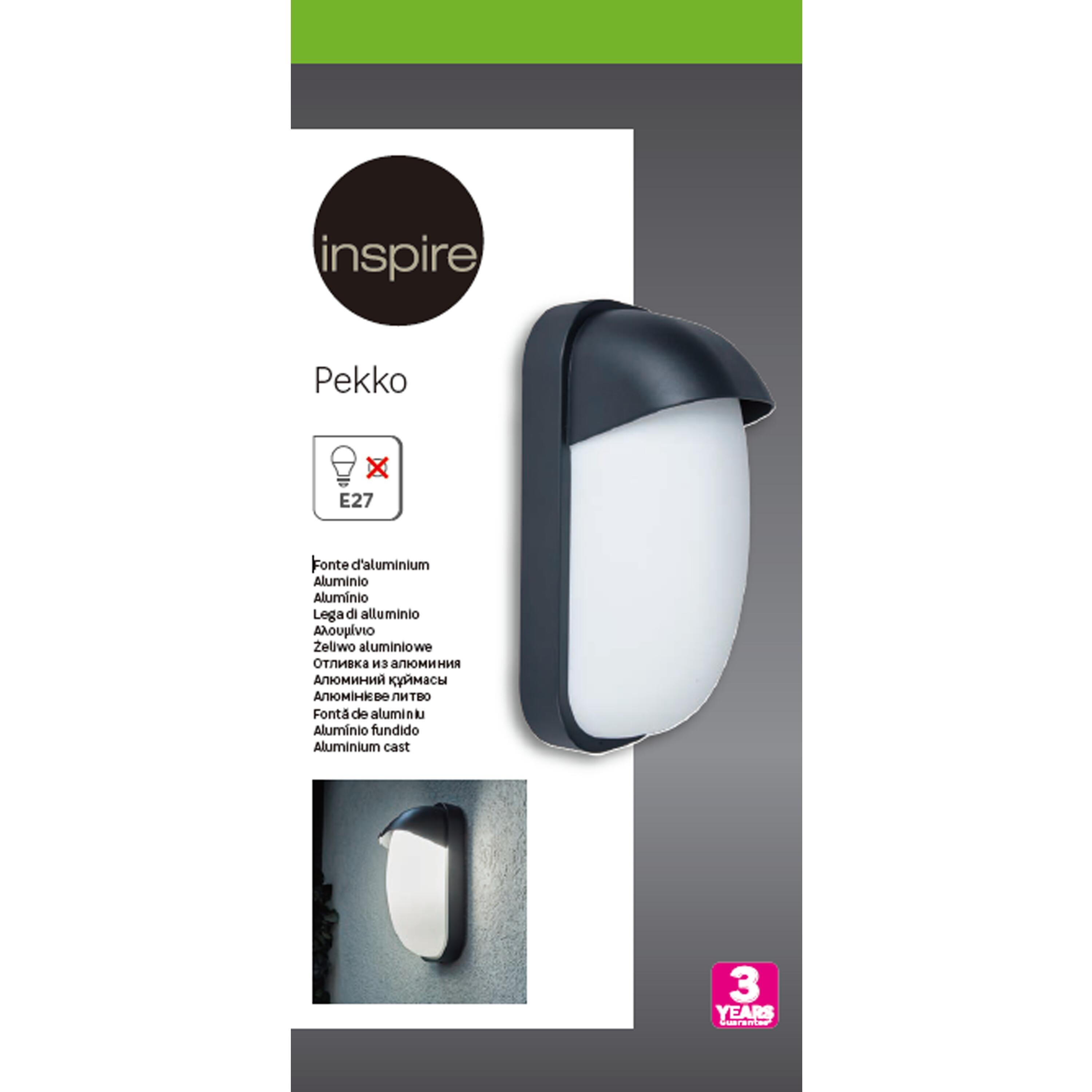 Applique moderno da esterno Pekko nero IP44 1X E27 INSPIRE - 12
