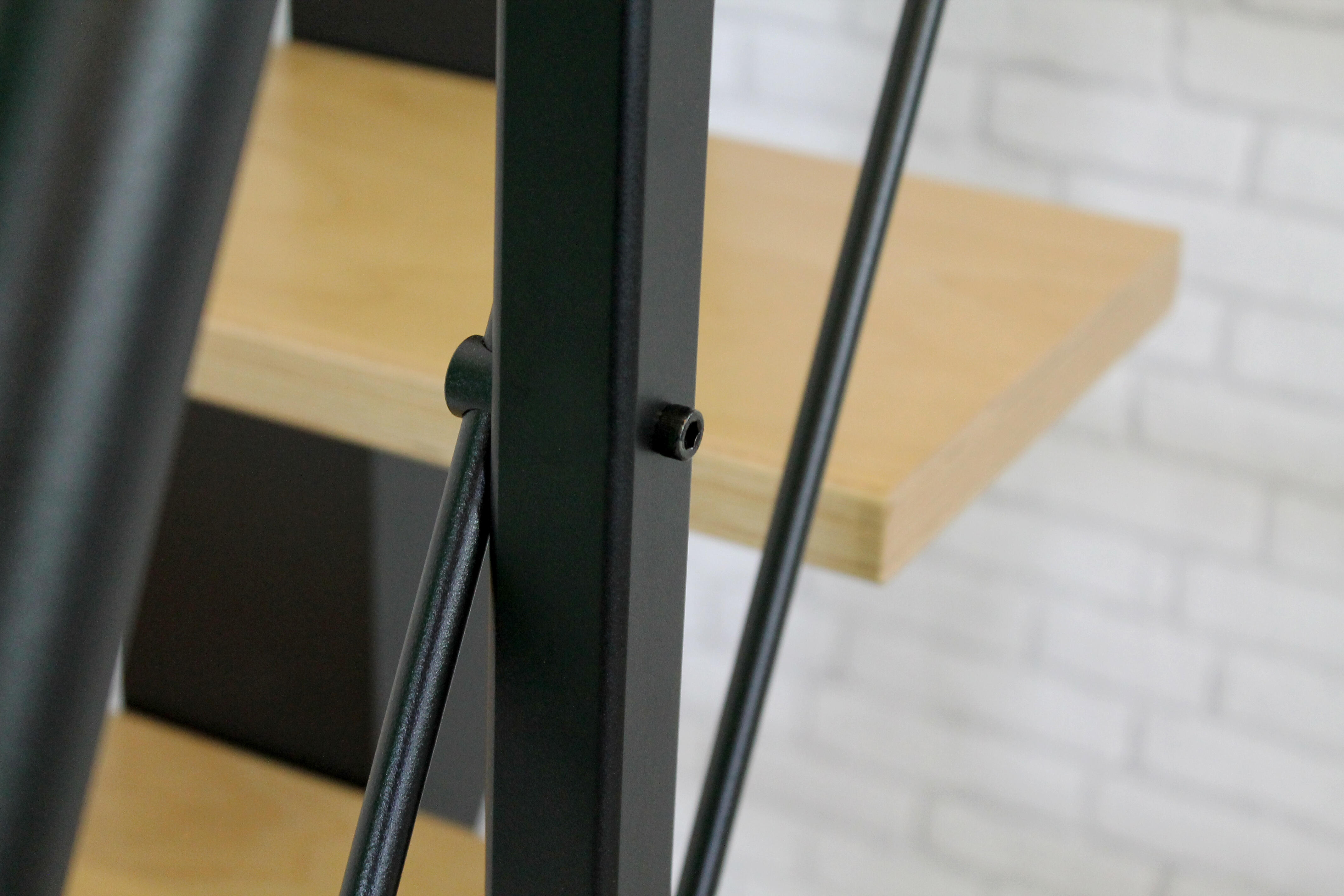 Escalier gain de place alu noir TEMPO, 11 marches, bouleau, l.70 cm - 8