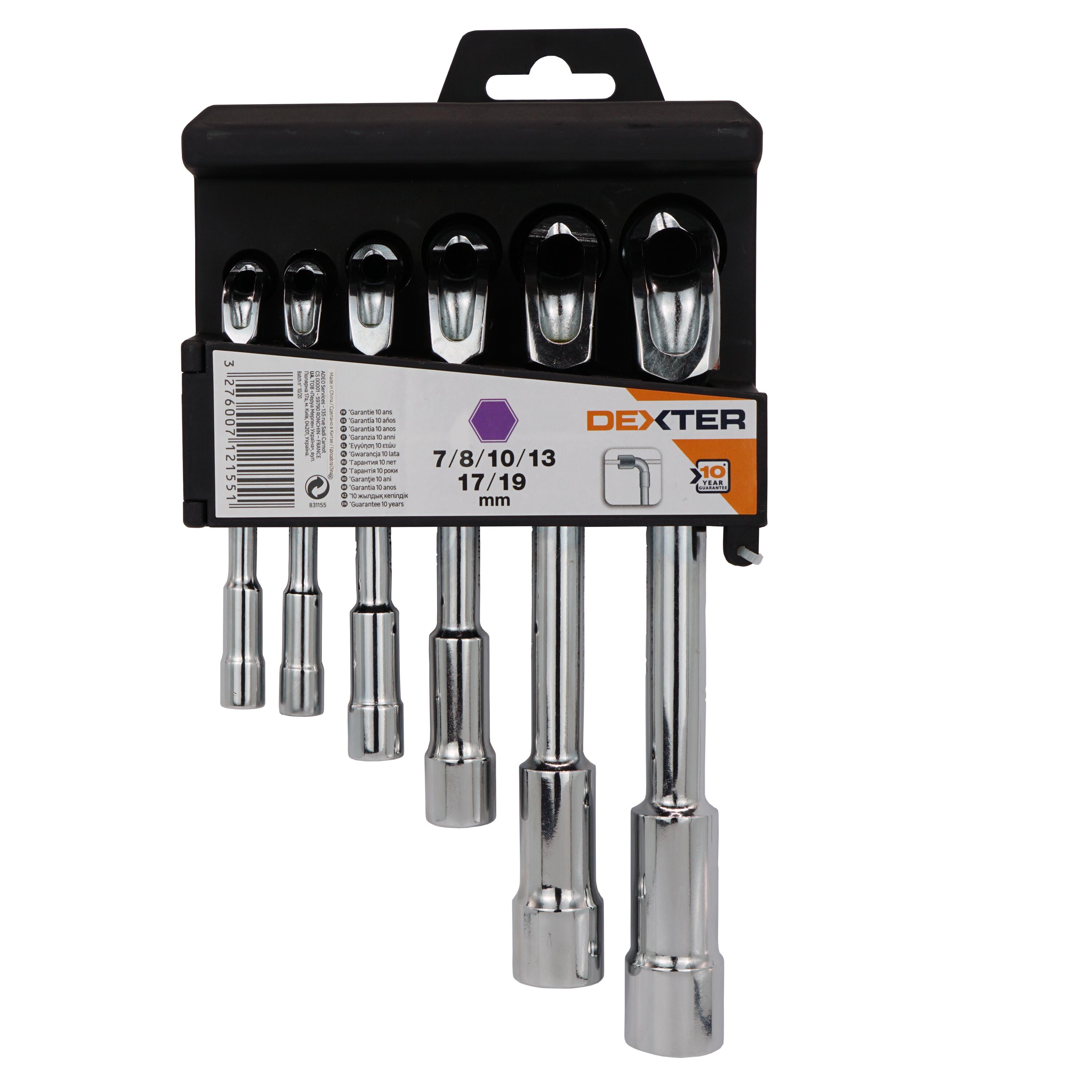 Jeu de 6 clés à pipe DEXTER en acier chrome vanadium - 2